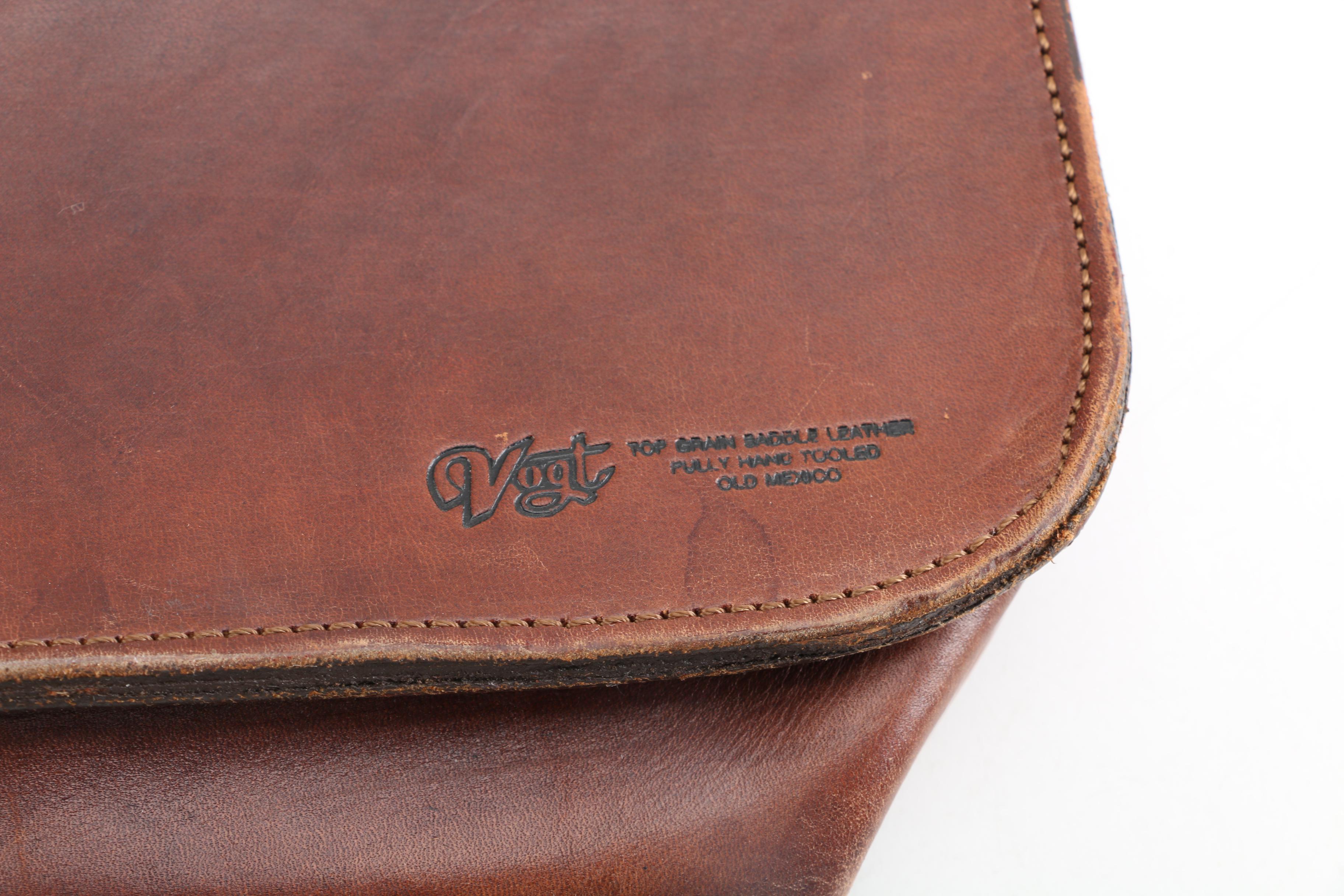 Vogt Hand Tooled Leather and Alligator Briefcase