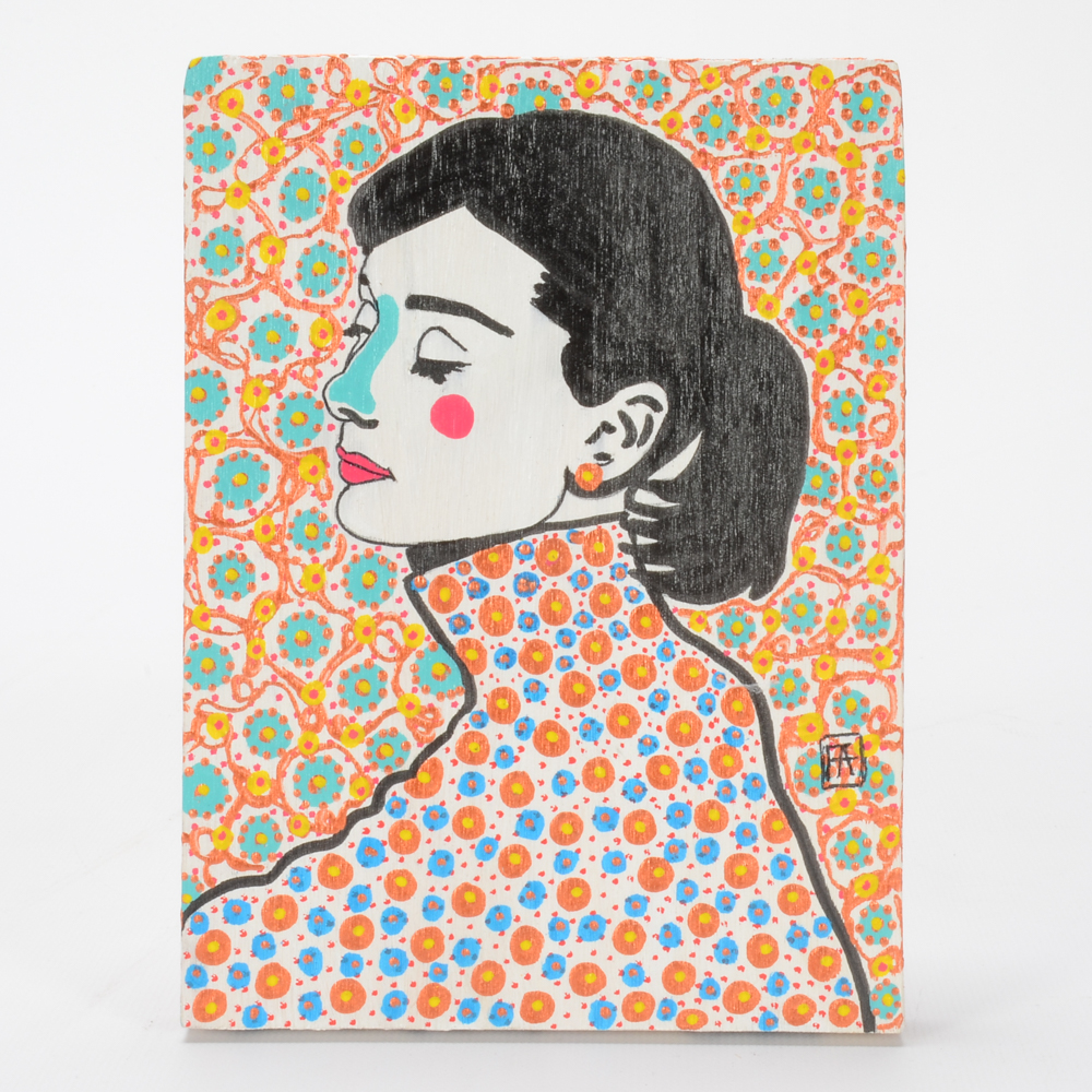 Francois Aguiard Original Acrylic Painting "Audrey Hepburn"