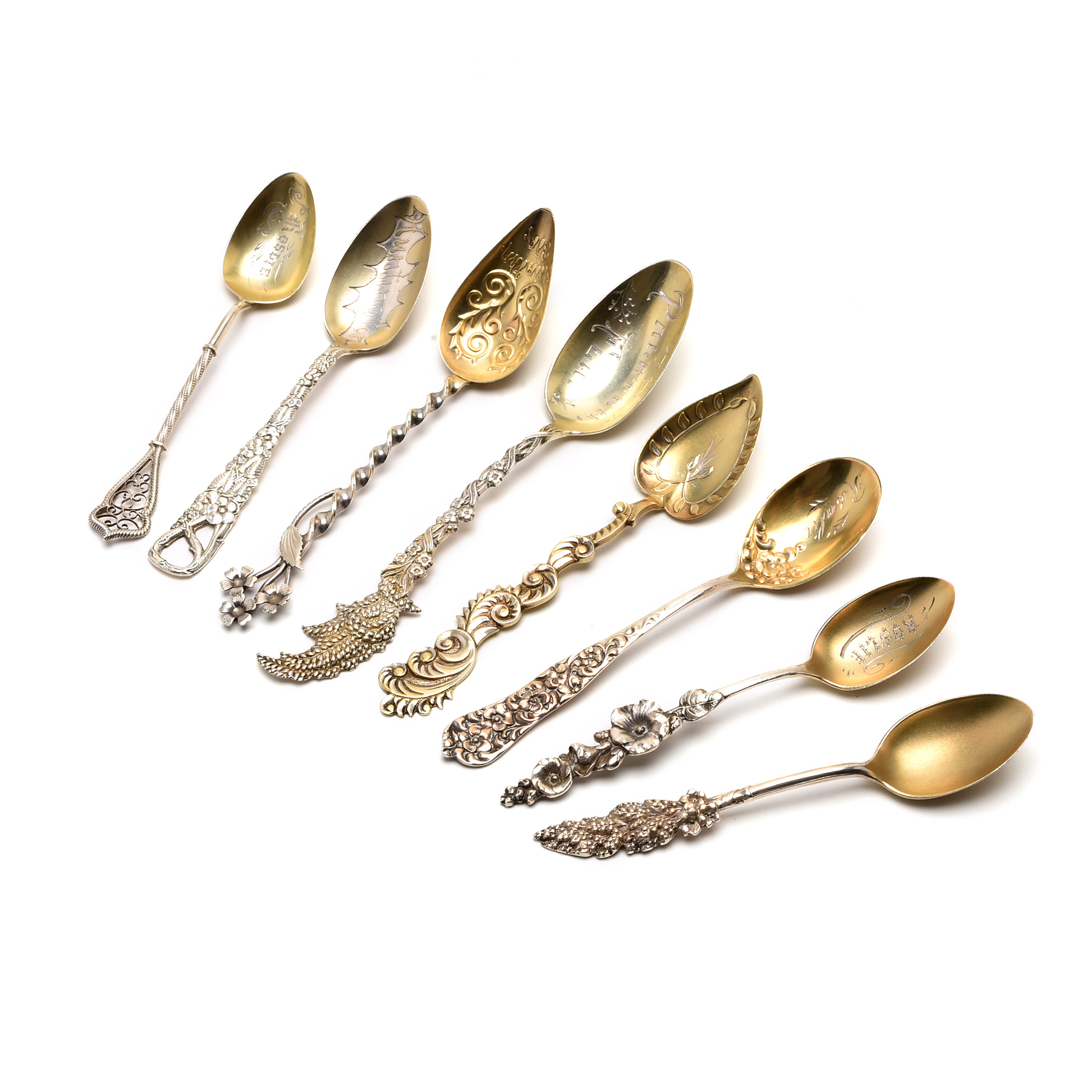 Collection of Antique Sterling Silver Demitasse and Tea Spoons