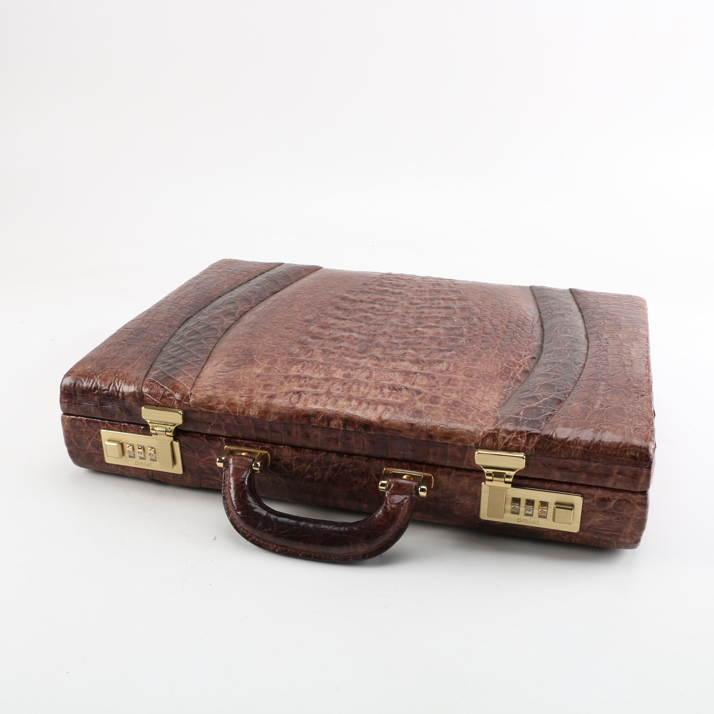 Vintage Dimuri Caiman Briefcase with Alligator Wallet
