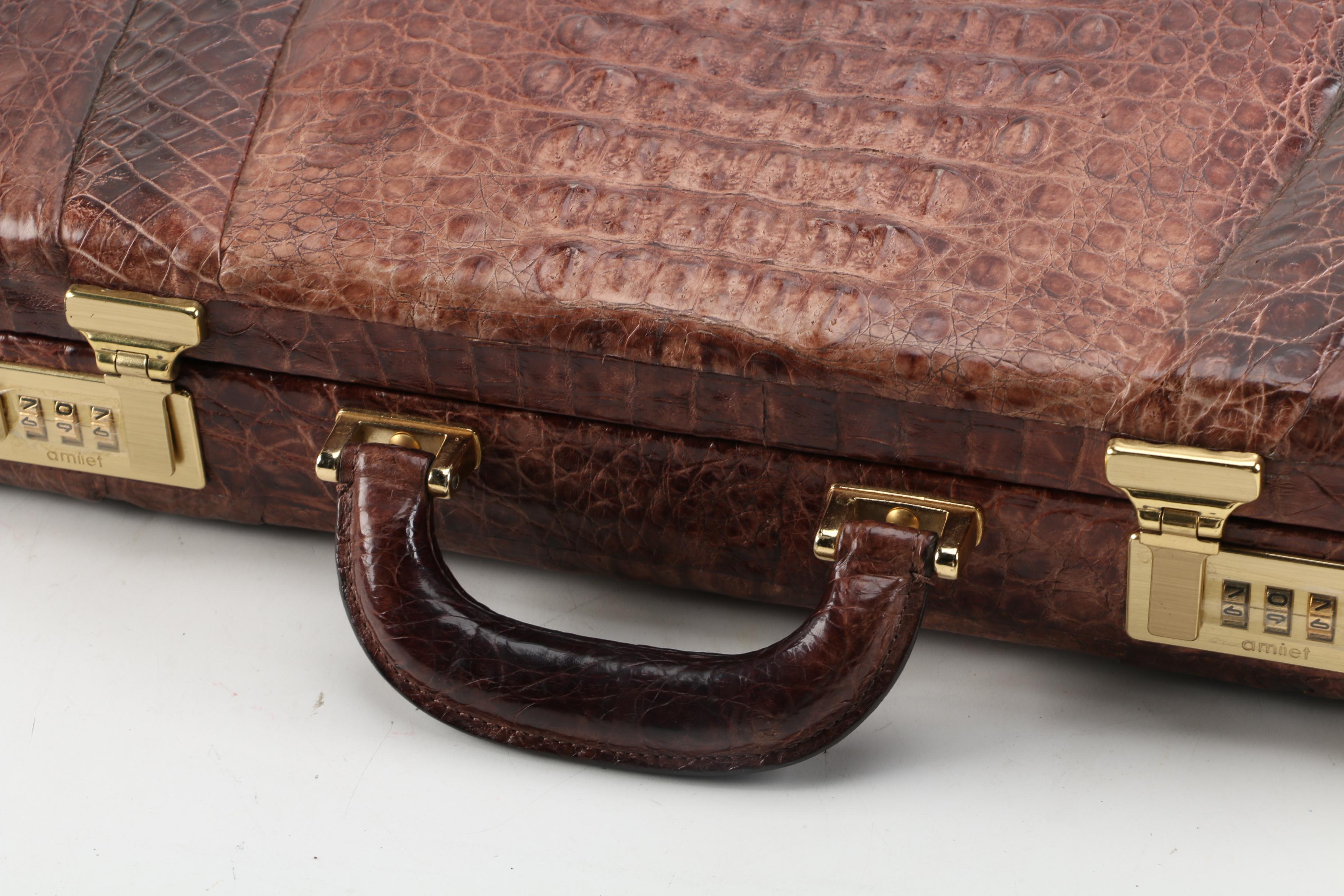 Vintage Dimuri Caiman Briefcase with Alligator Wallet