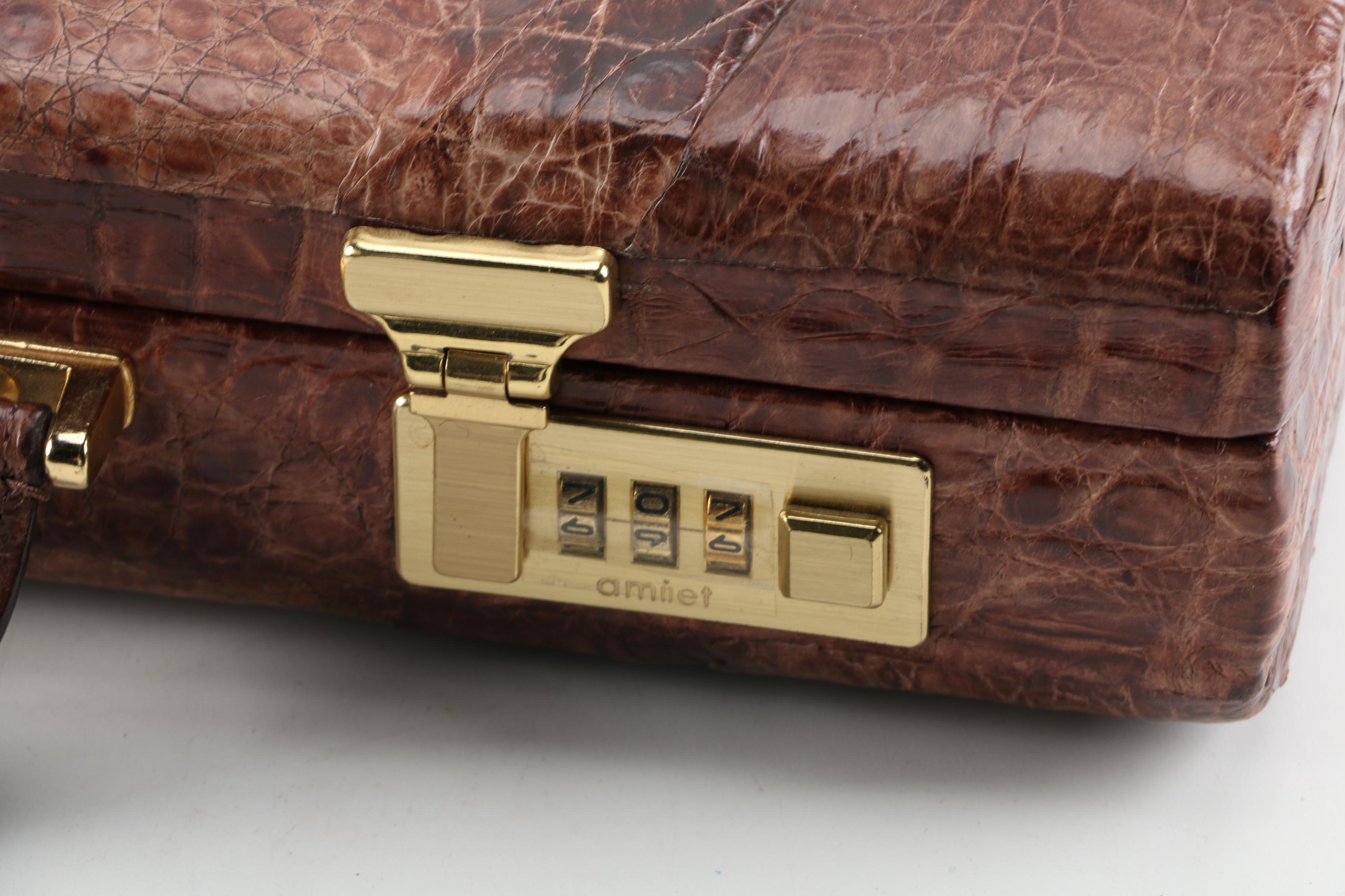 Vintage Dimuri Caiman Briefcase with Alligator Wallet