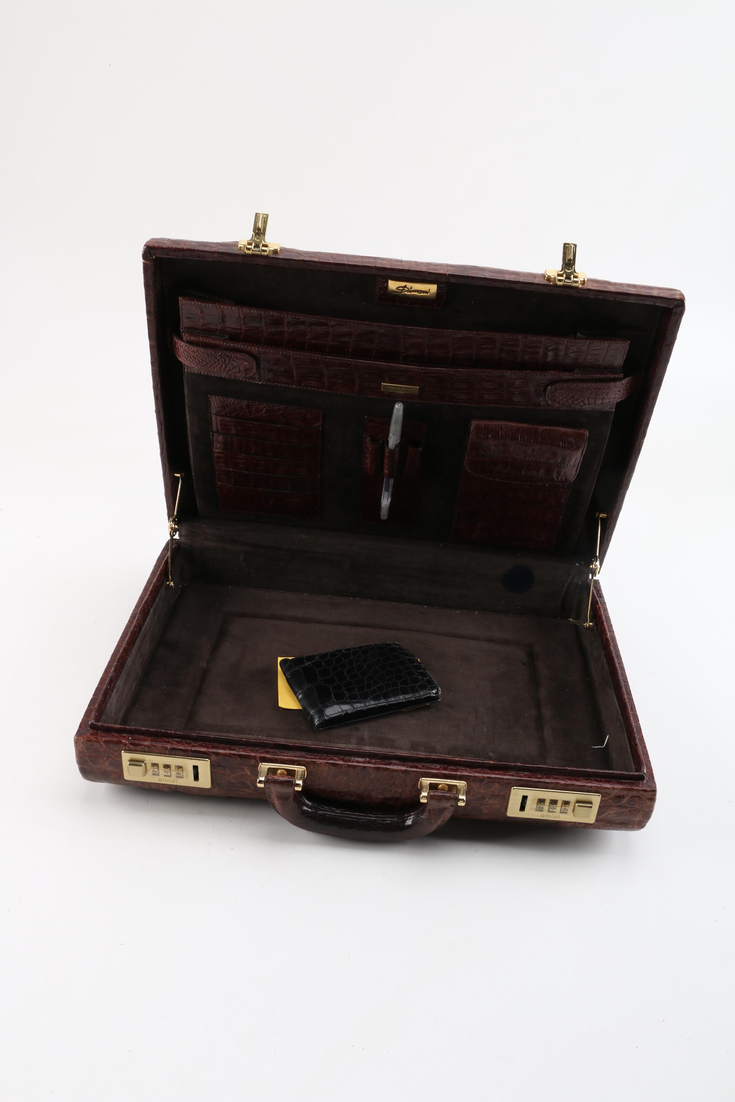 Vintage Dimuri Caiman Briefcase with Alligator Wallet