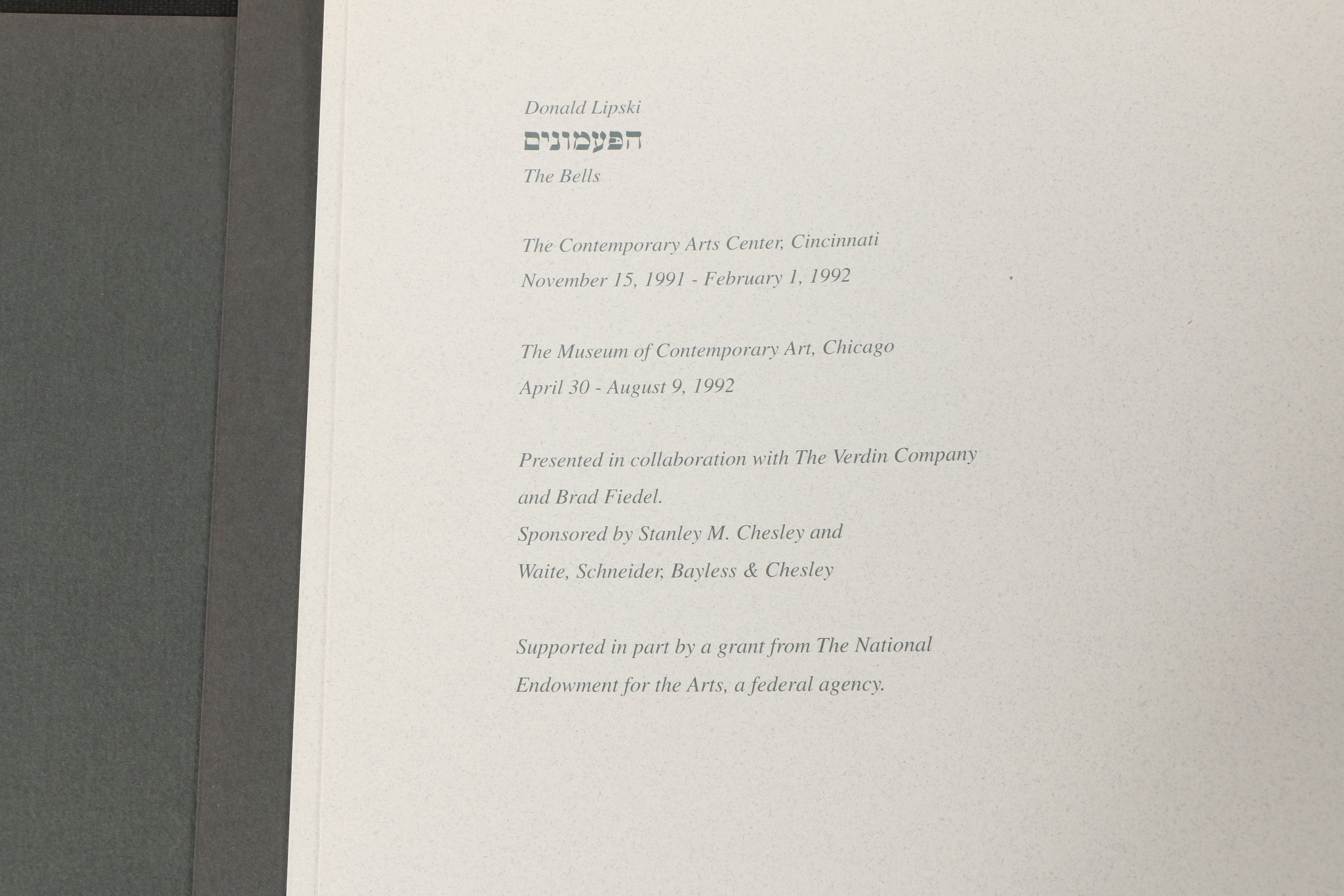 Donald Lipski Bronze Sculpture "Bell Chalice" and Book