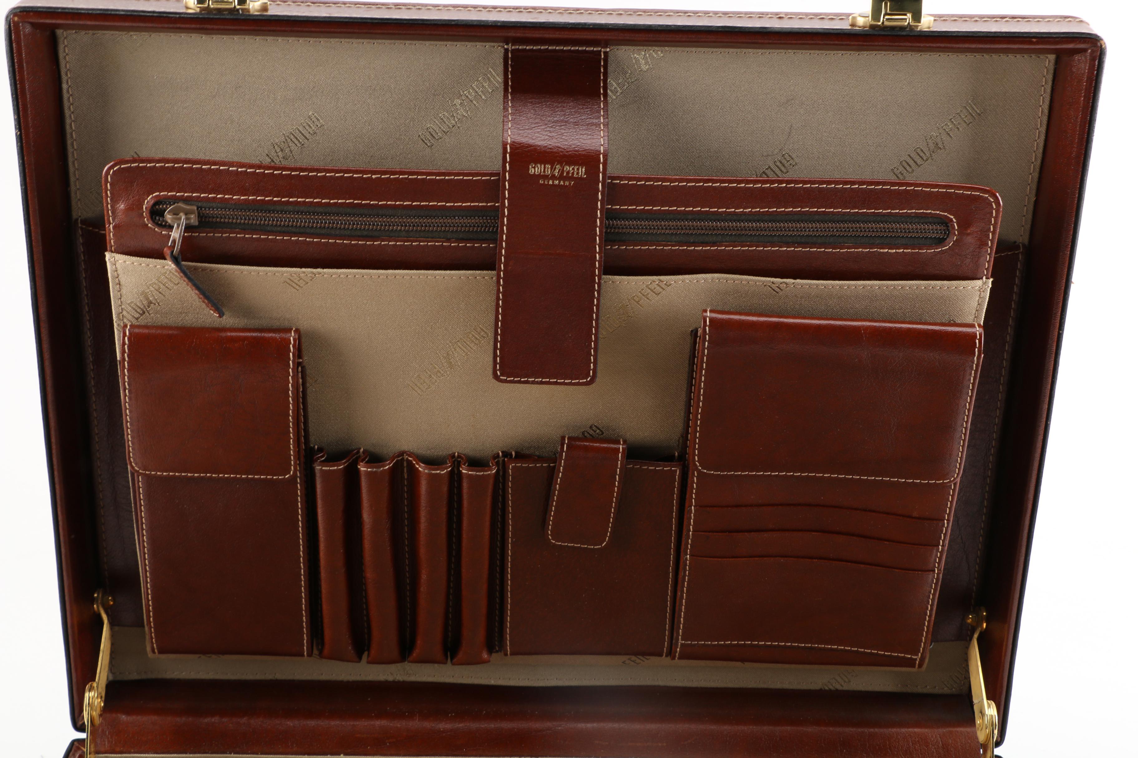 Vintage Goldpfeil Leather Briefcase and Messenger Case