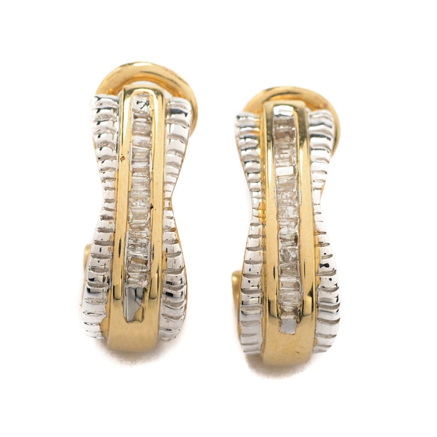 14K Yellow Gold Diamond Earrings