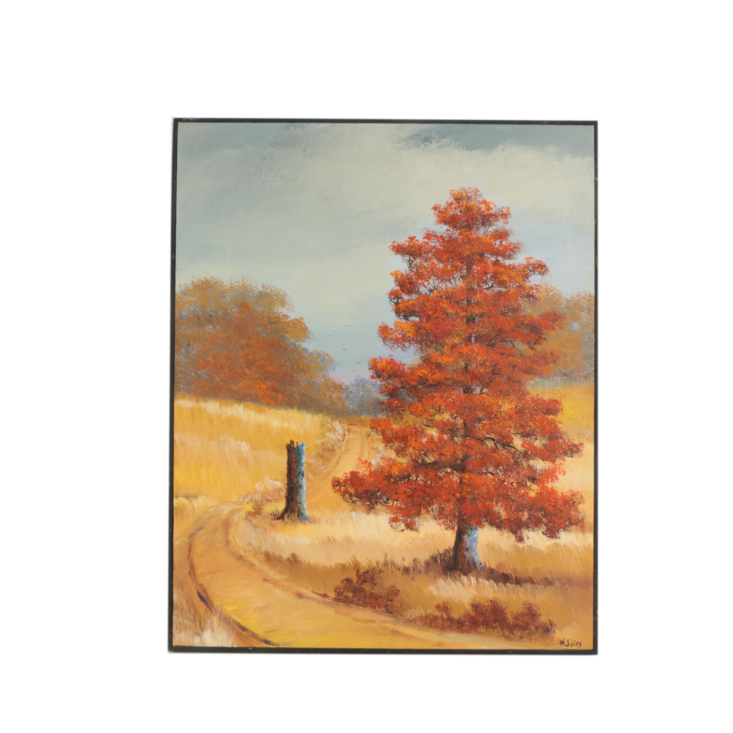 Mae Sibley Oil Painting "Road Winding Over the Hill"