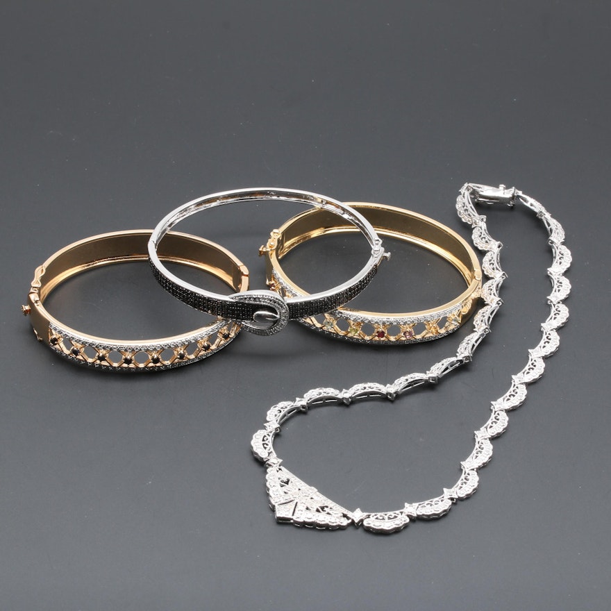Gemstone and Diamond Bracelets and Necklace