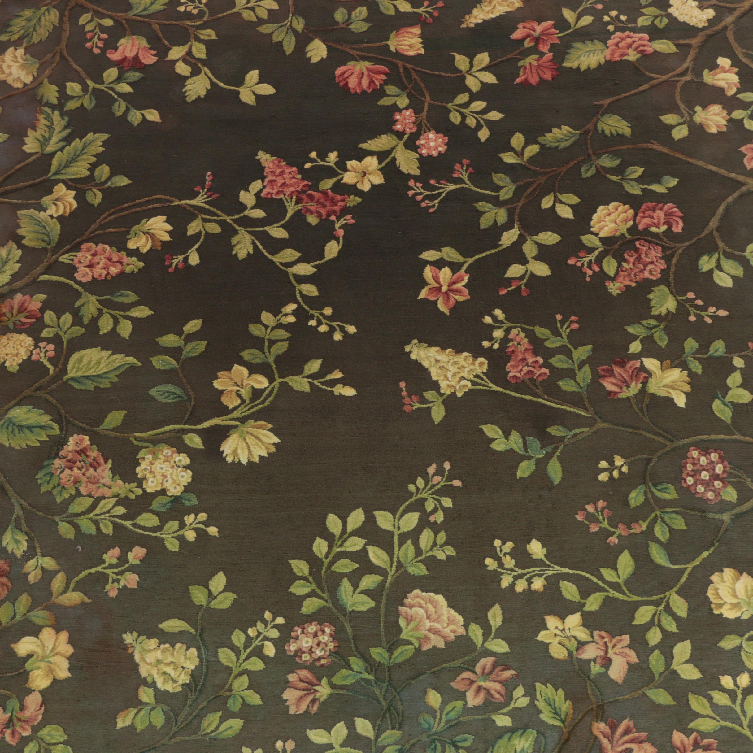 Woven Floral and Foliate Textured Wool Room Size Rug