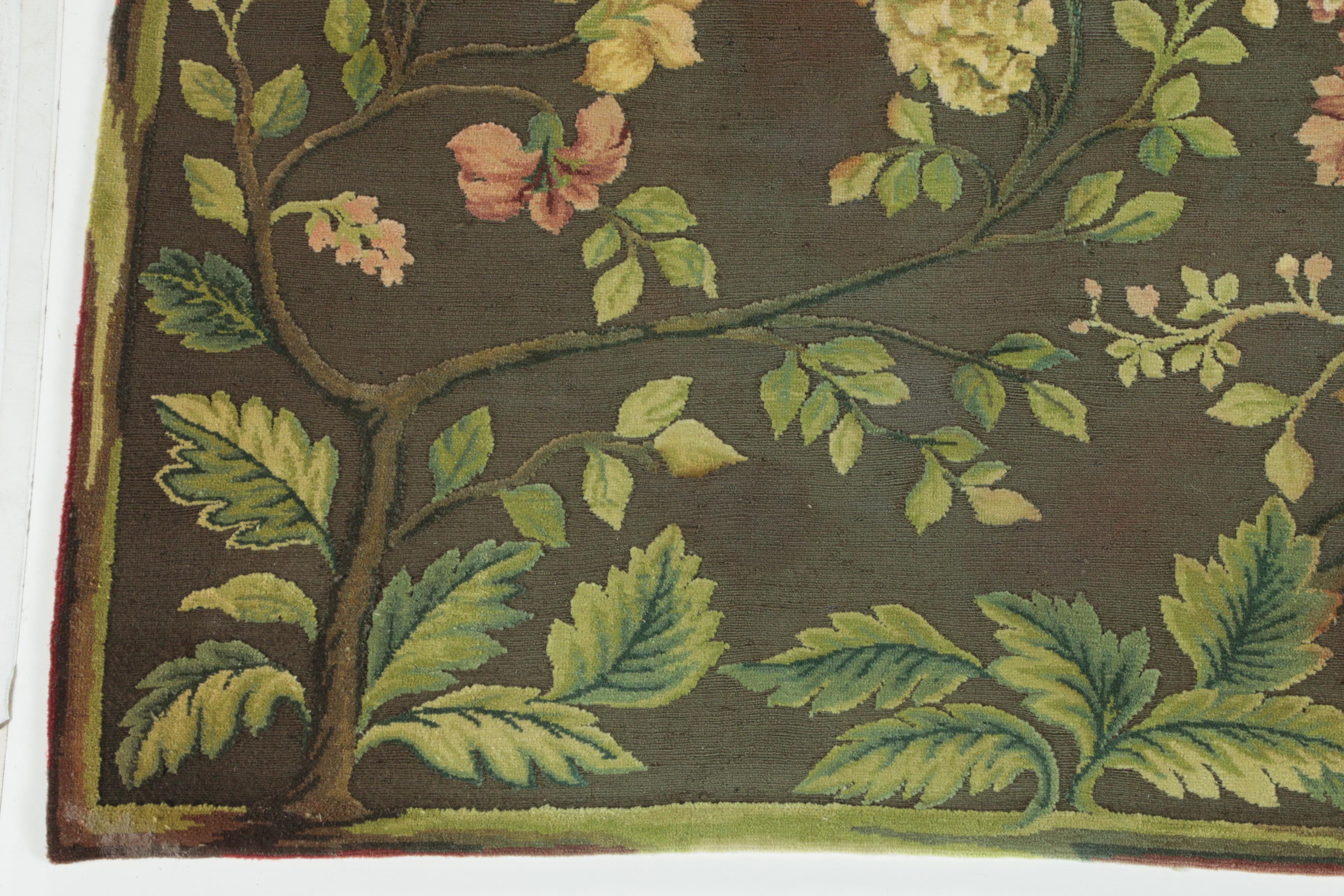 Woven Floral and Foliate Textured Wool Room Size Rug