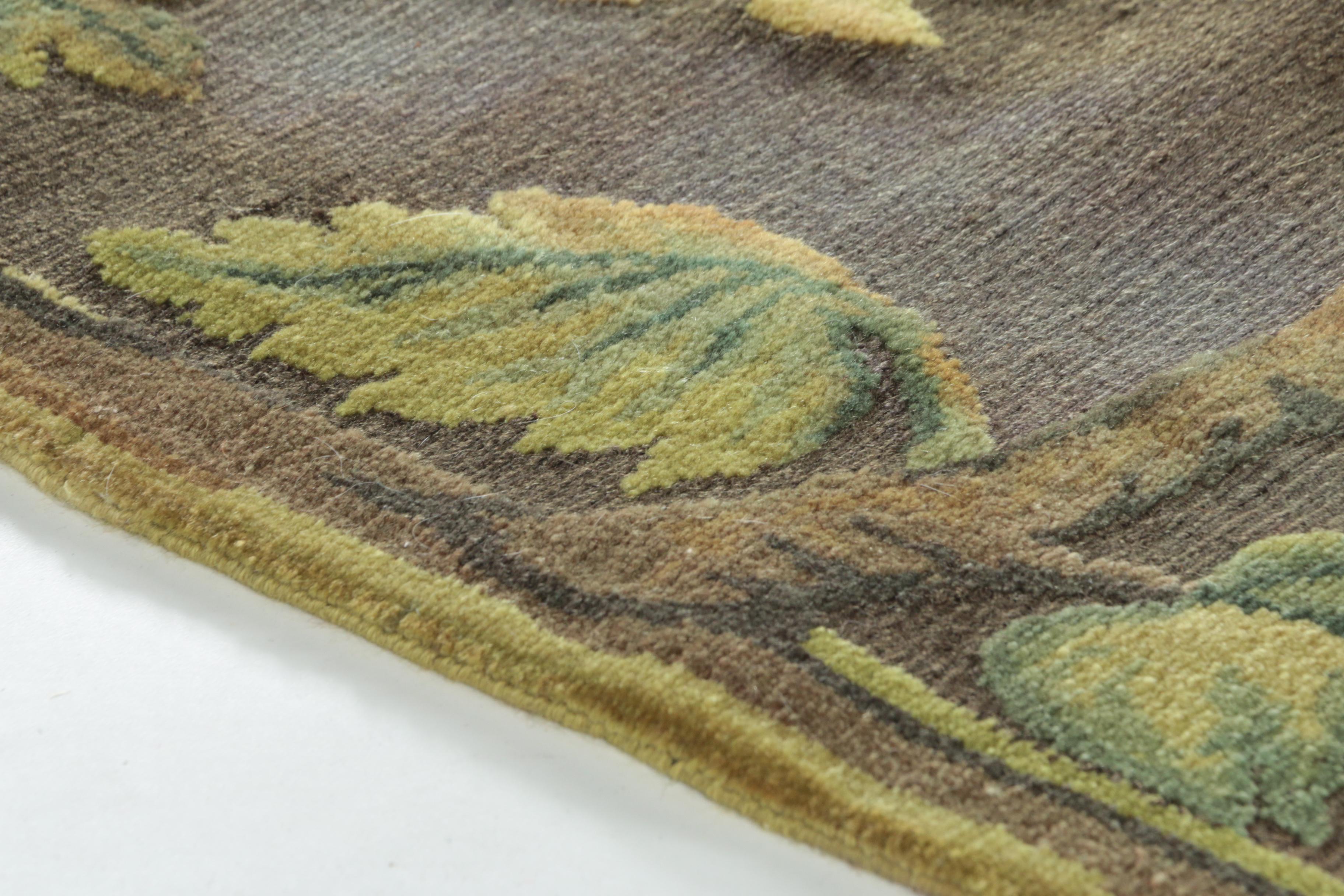 Woven Floral and Foliate Textured Wool Room Size Rug