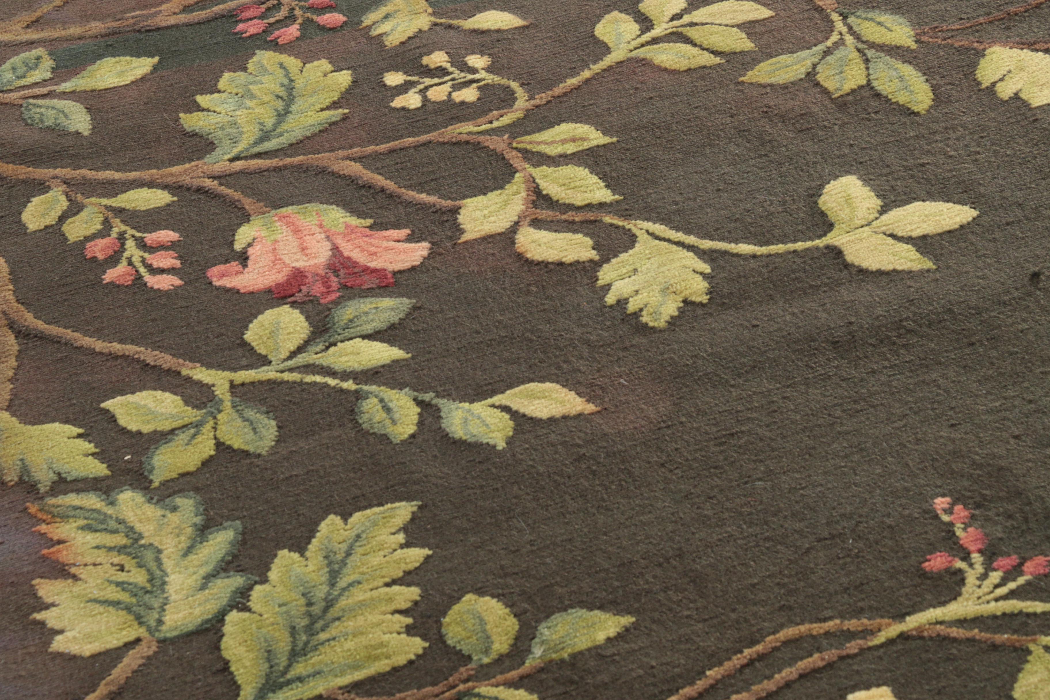 Woven Floral and Foliate Textured Wool Room Size Rug