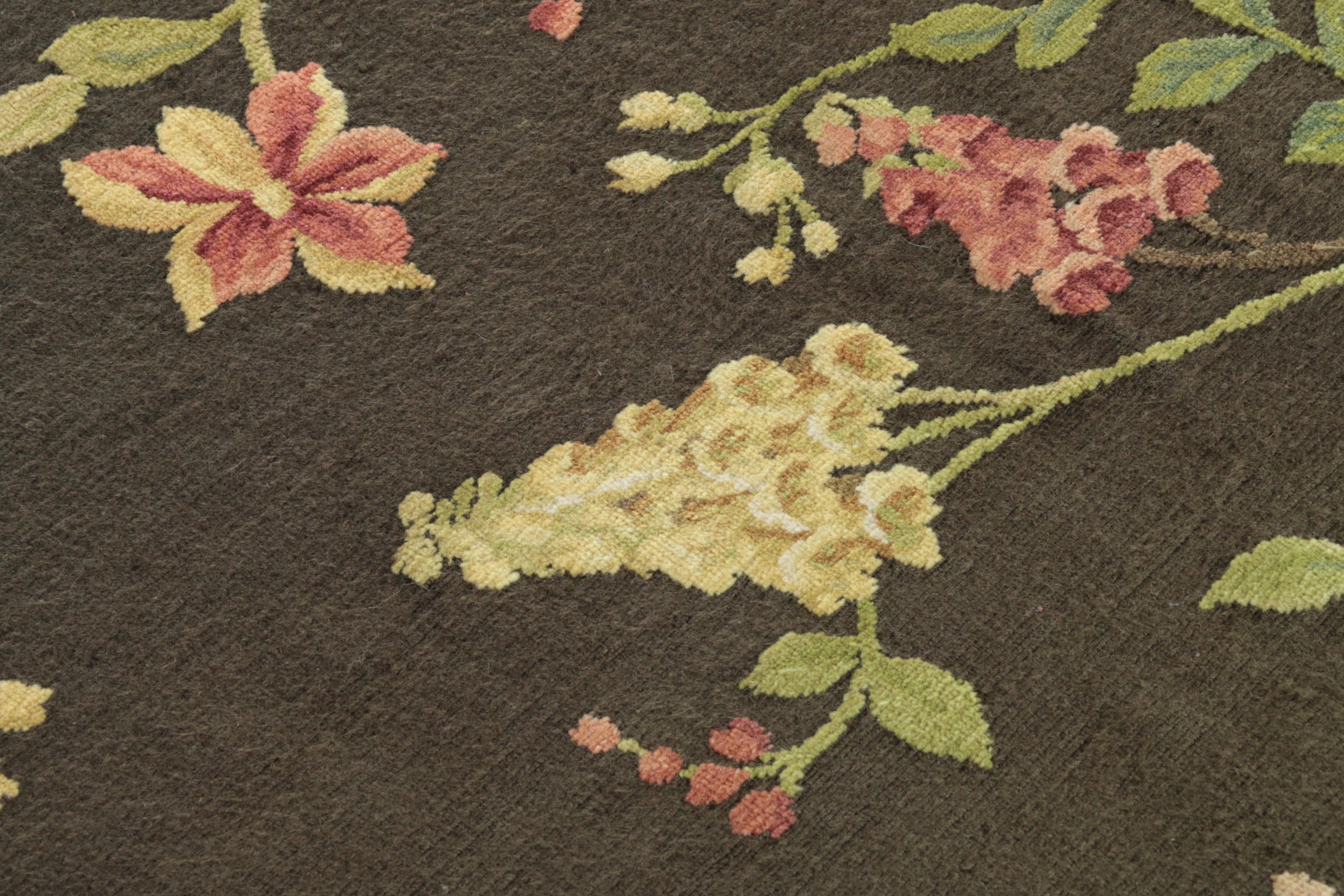 Woven Floral and Foliate Textured Wool Room Size Rug