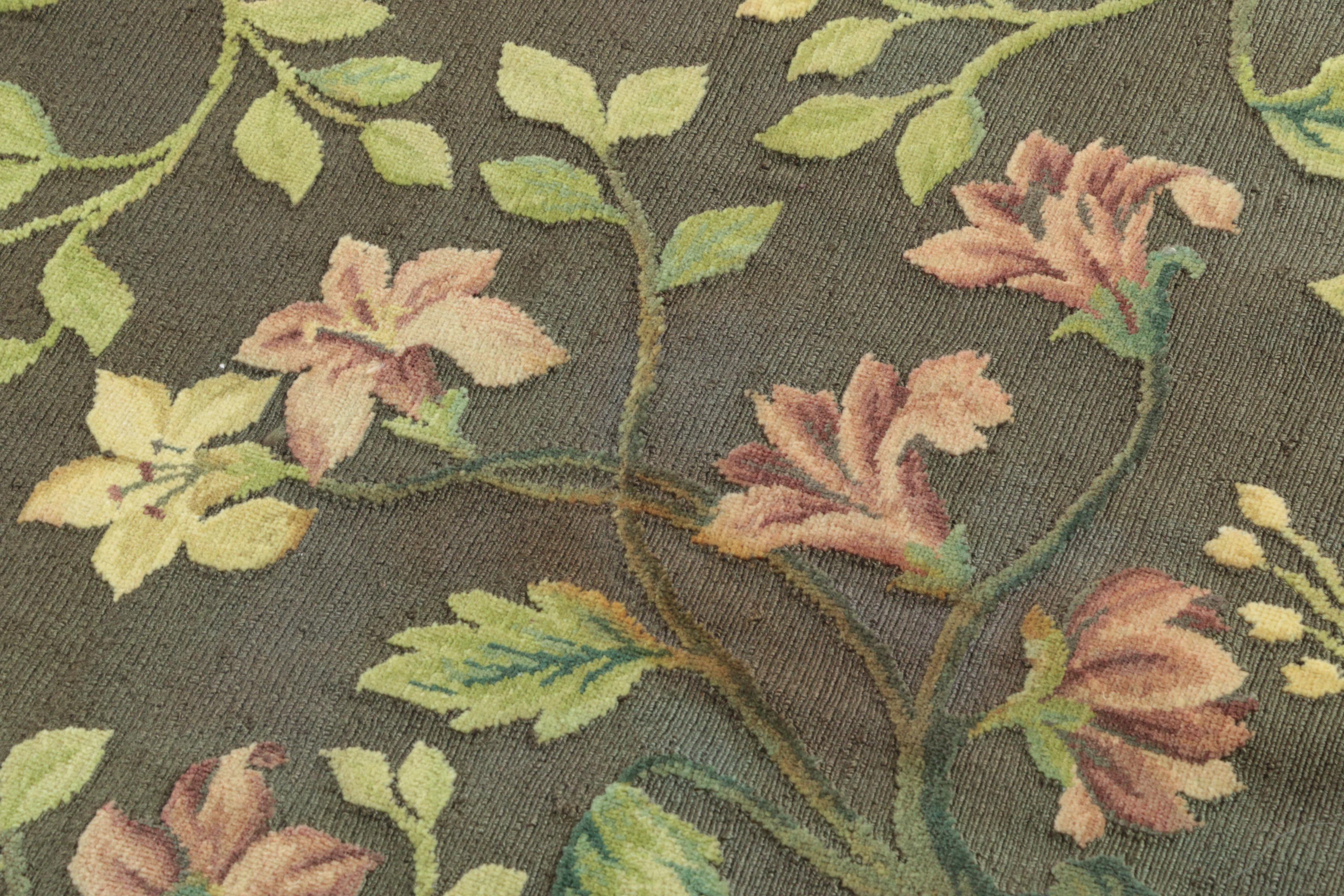 Woven Floral and Foliate Textured Wool Room Size Rug