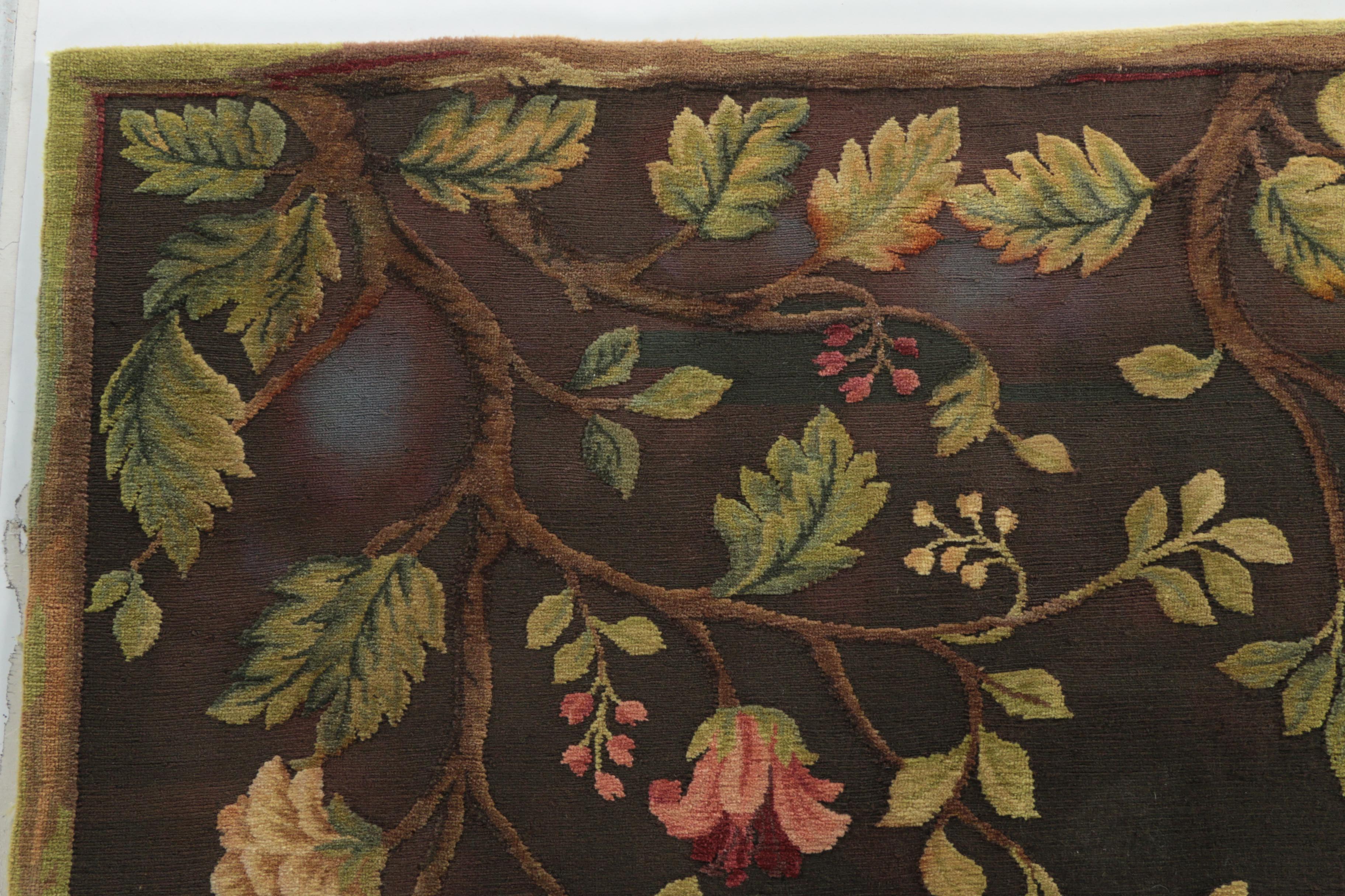 Woven Floral and Foliate Textured Wool Room Size Rug