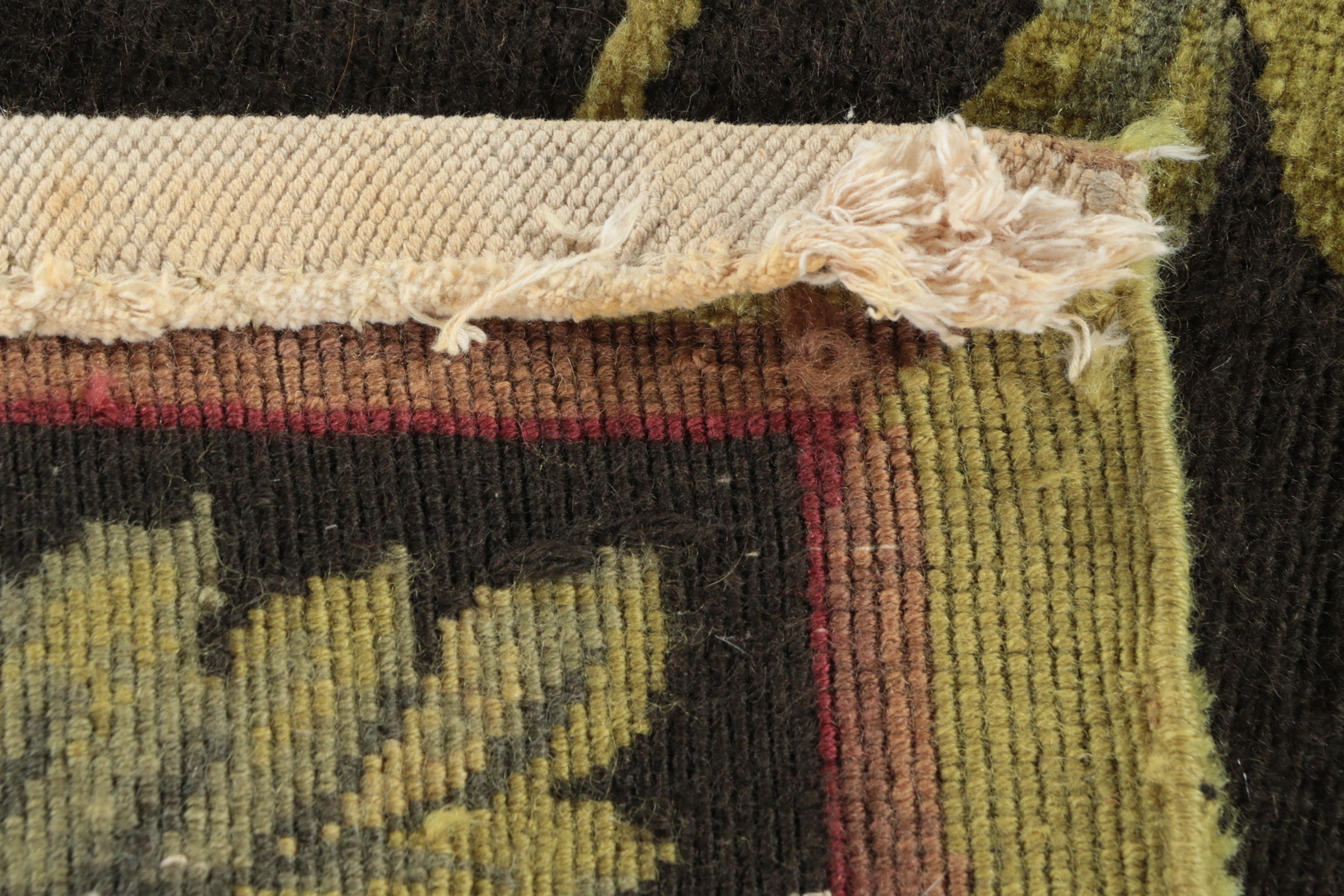 Woven Floral and Foliate Textured Wool Room Size Rug