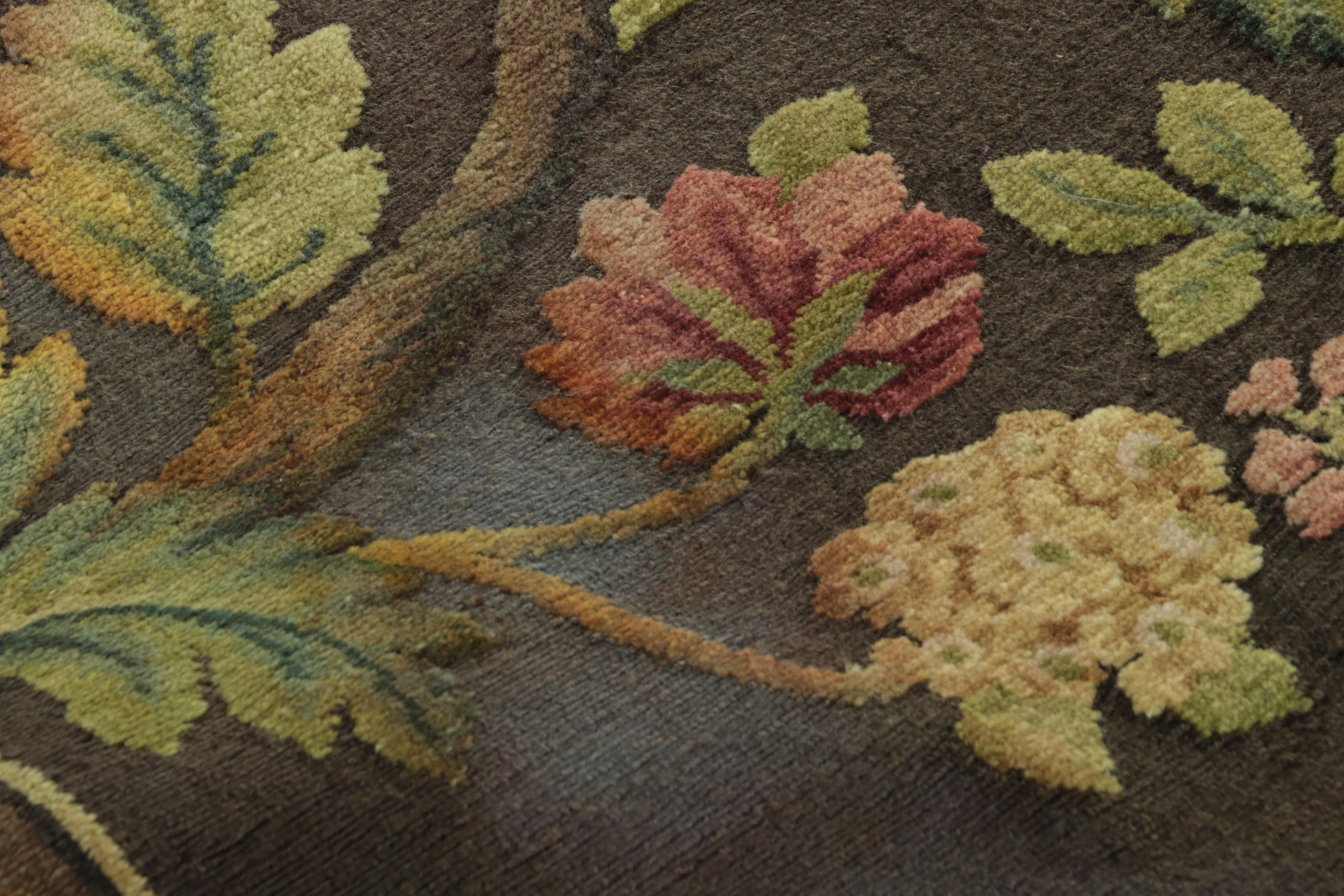 Woven Floral and Foliate Textured Wool Room Size Rug