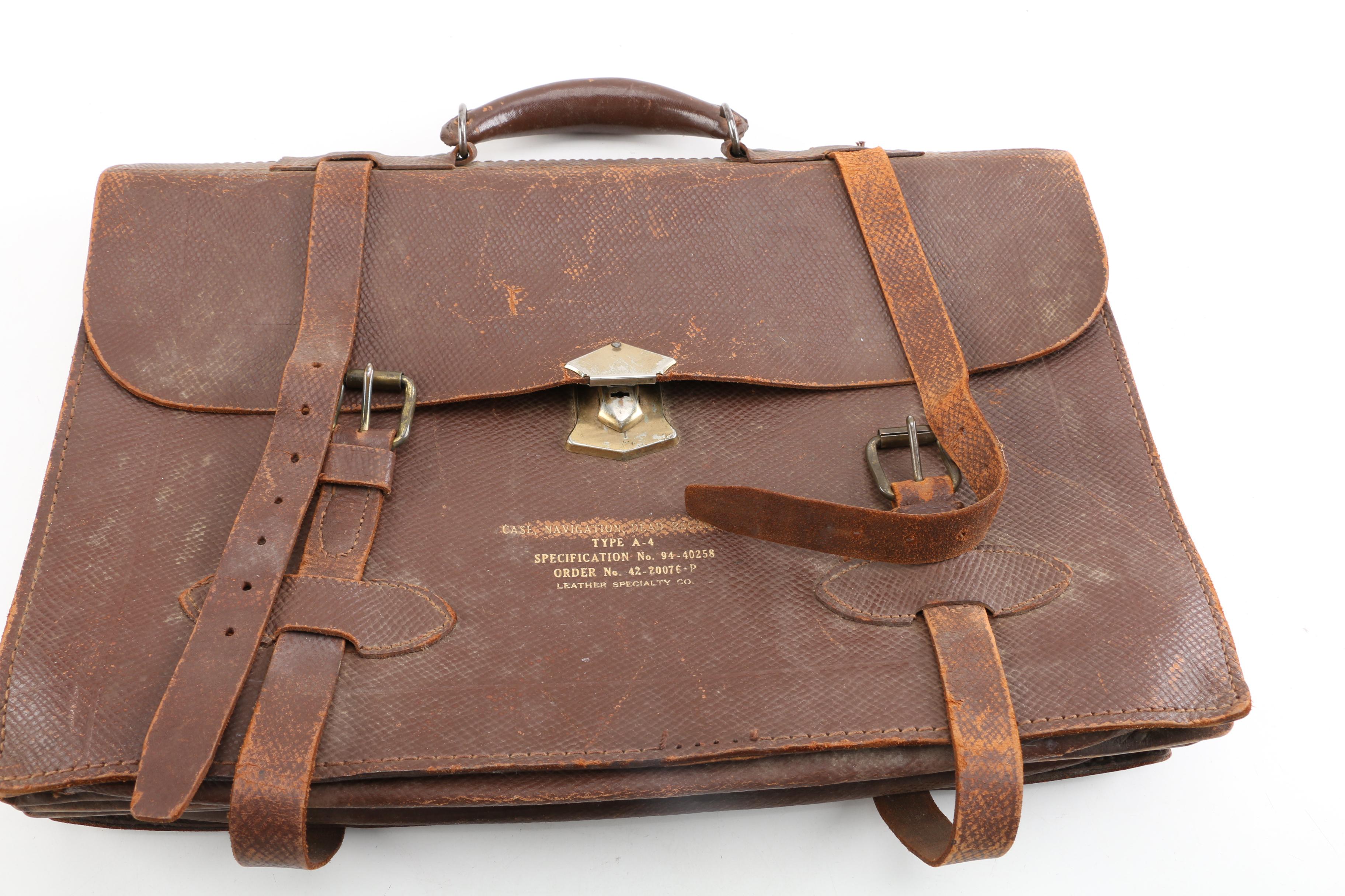 WWII USAAF Navigator Type A4 Leather Briefcase and Document Case