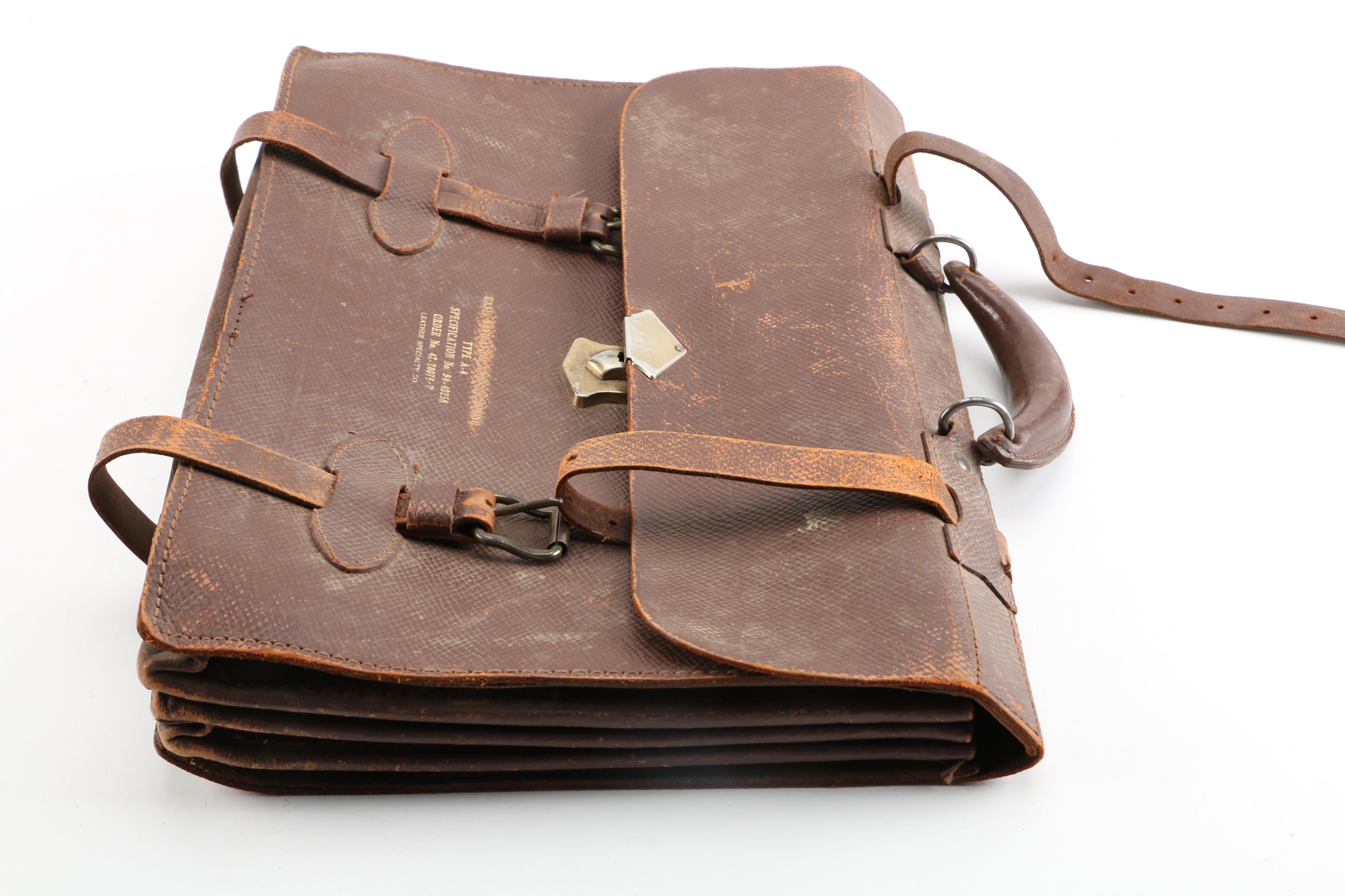 WWII USAAF Navigator Type A4 Leather Briefcase and Document Case