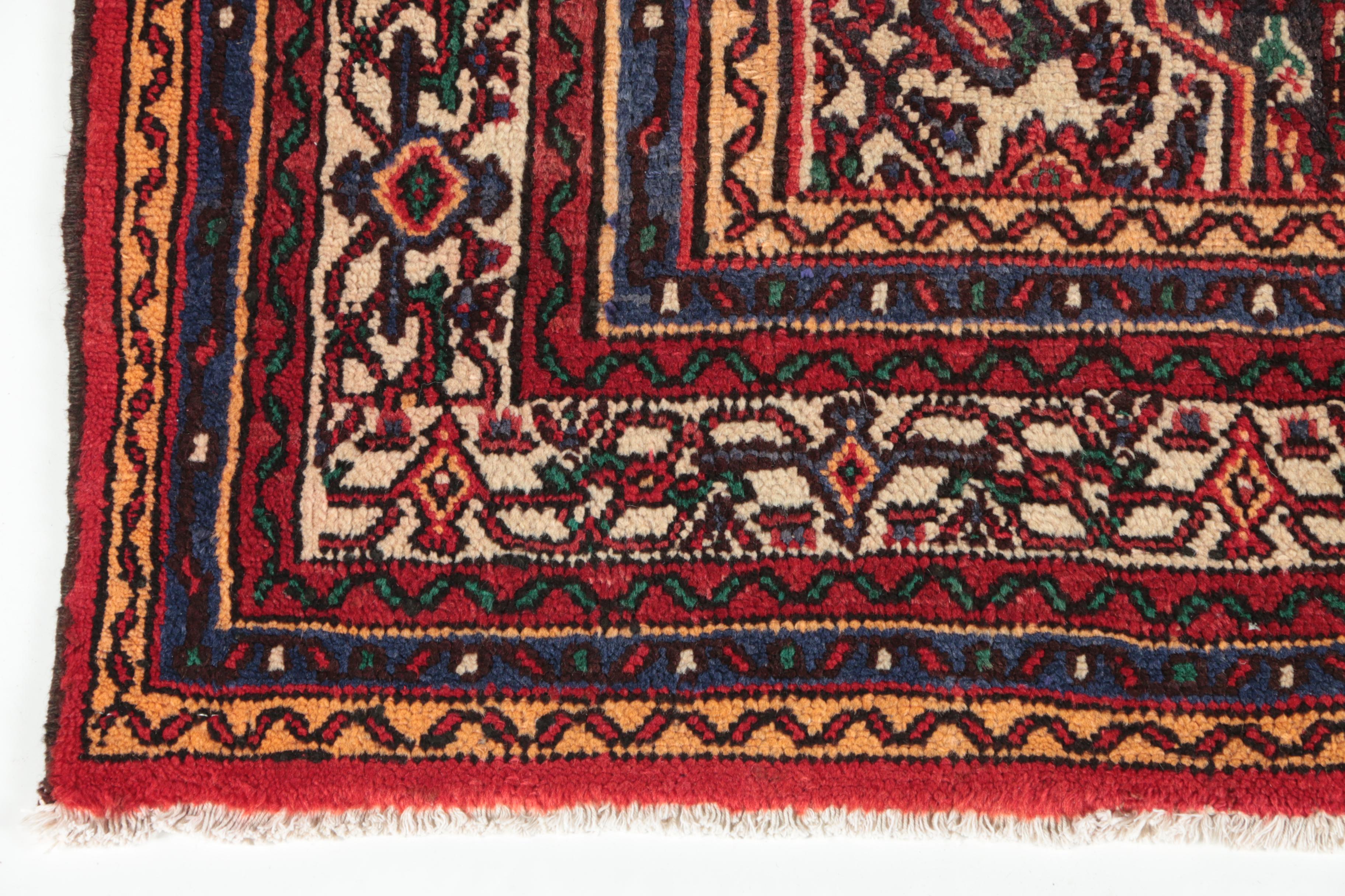 Hand-Knotted Persian Hamadan Wool Area Rug