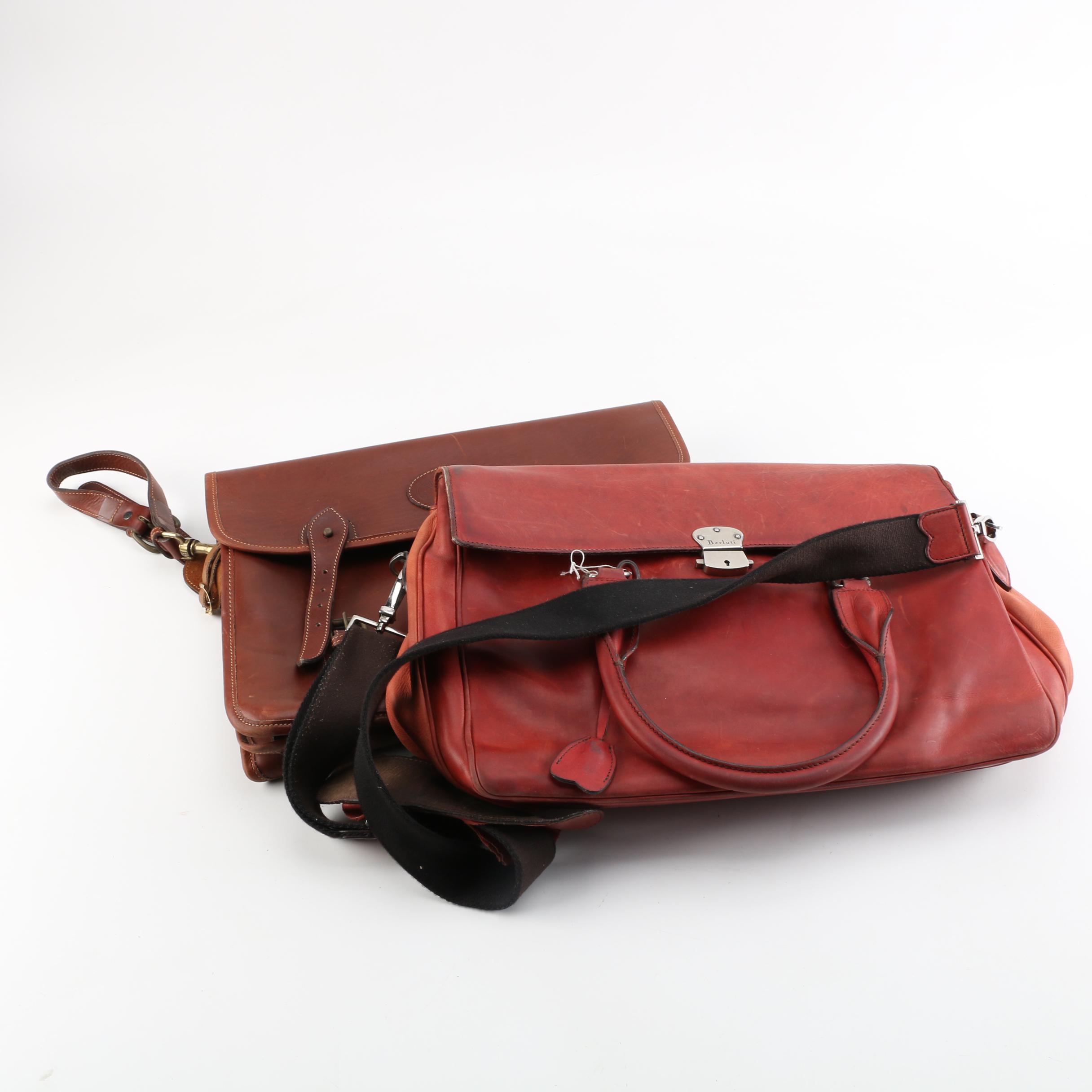 Tusting and Berluti Leather Messenger Bags