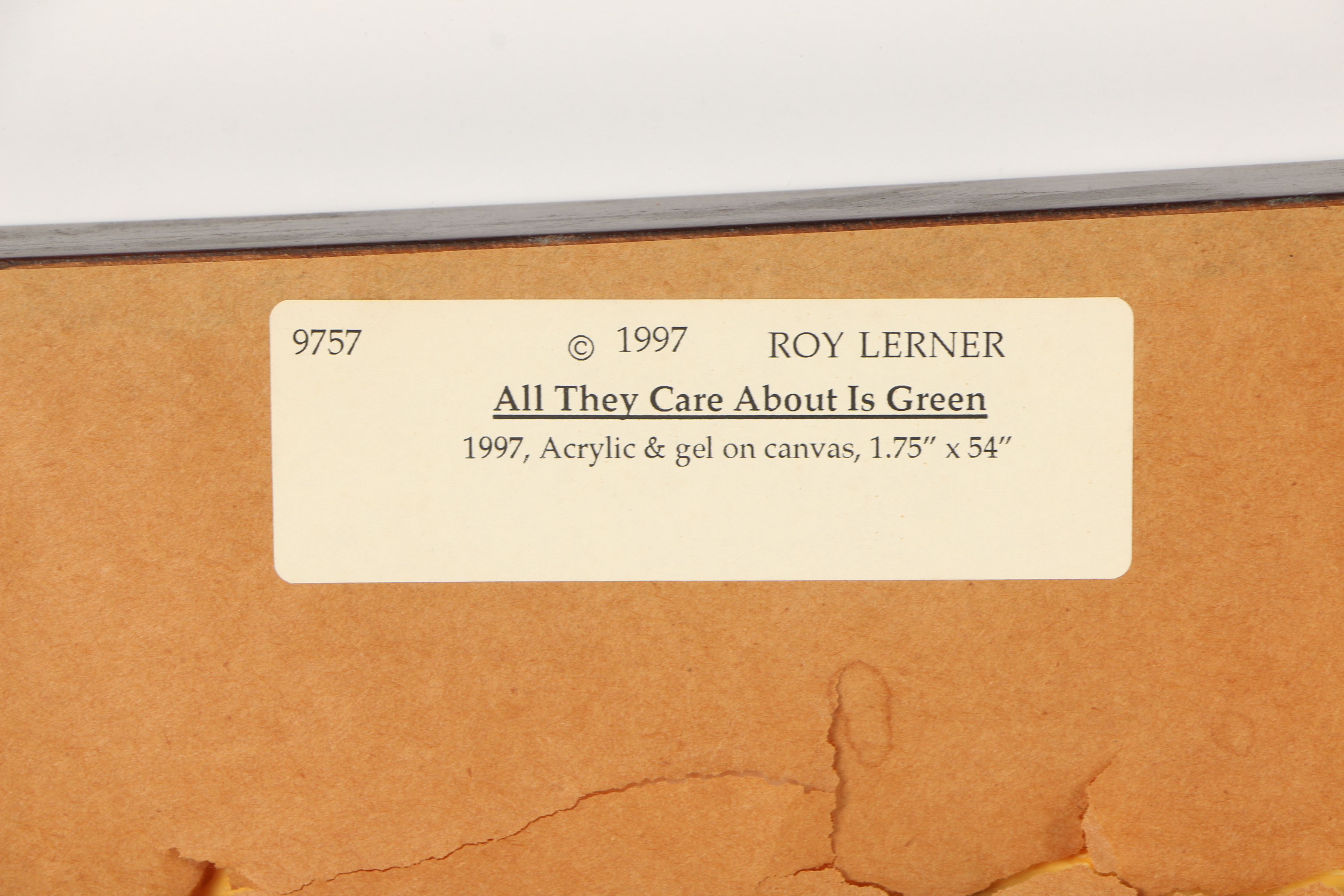 Roy Lerner Acrylic and Gel on Canvas "All They Care About is Green"