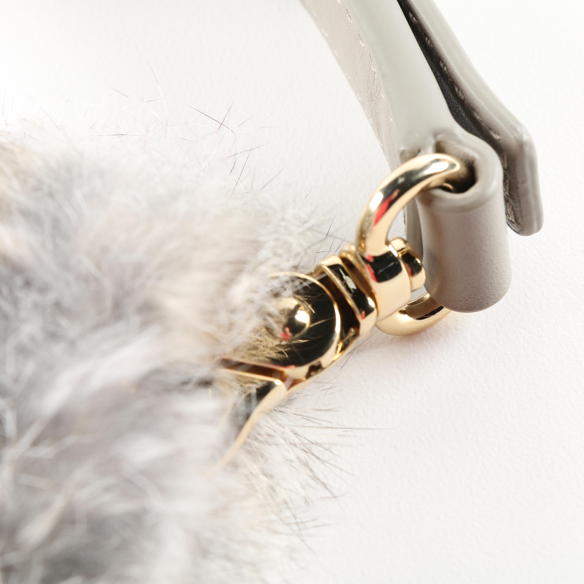 Tory Burch Rabbit Fur and Grey Leather Handbag