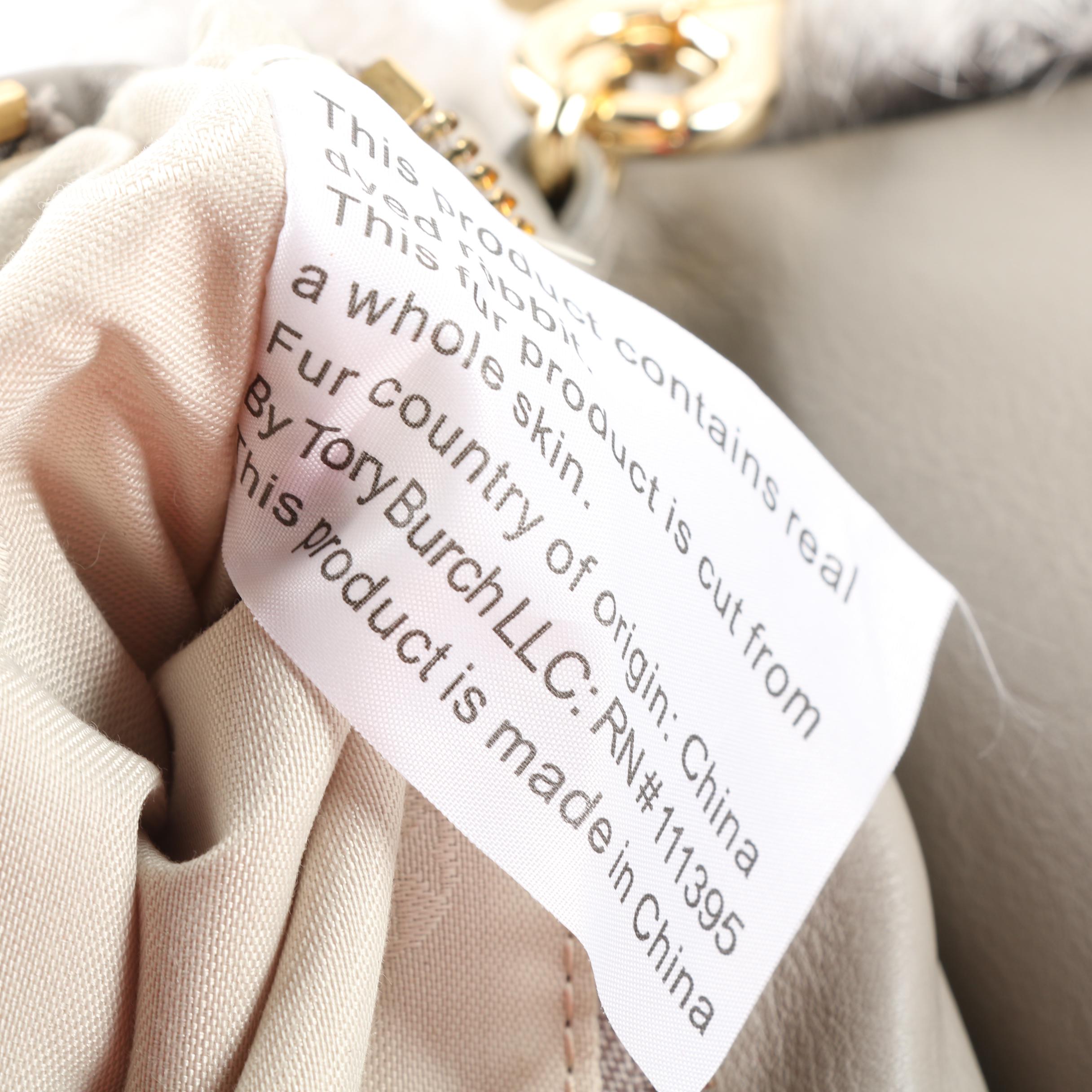 Tory Burch Rabbit Fur and Grey Leather Handbag