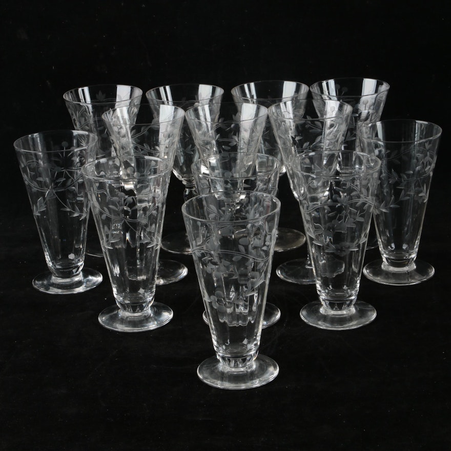 Floral Etched Glass Stemware