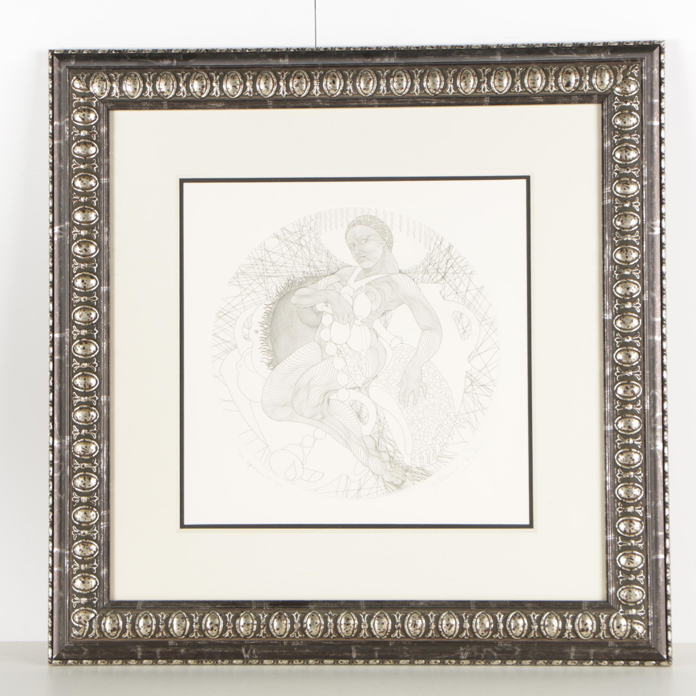 Guillaume Azoulay Etching "Aquarius"