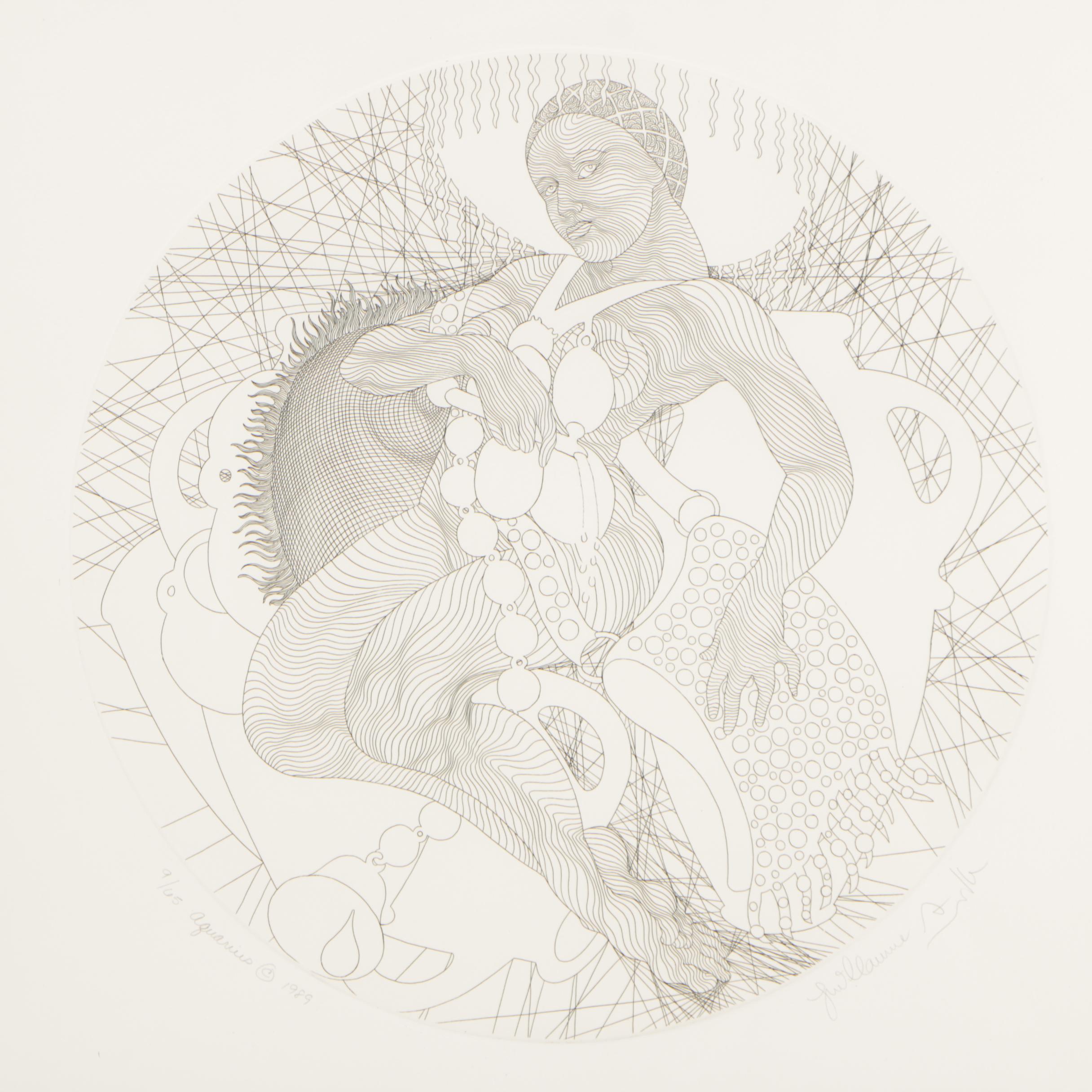 Guillaume Azoulay Etching "Aquarius"