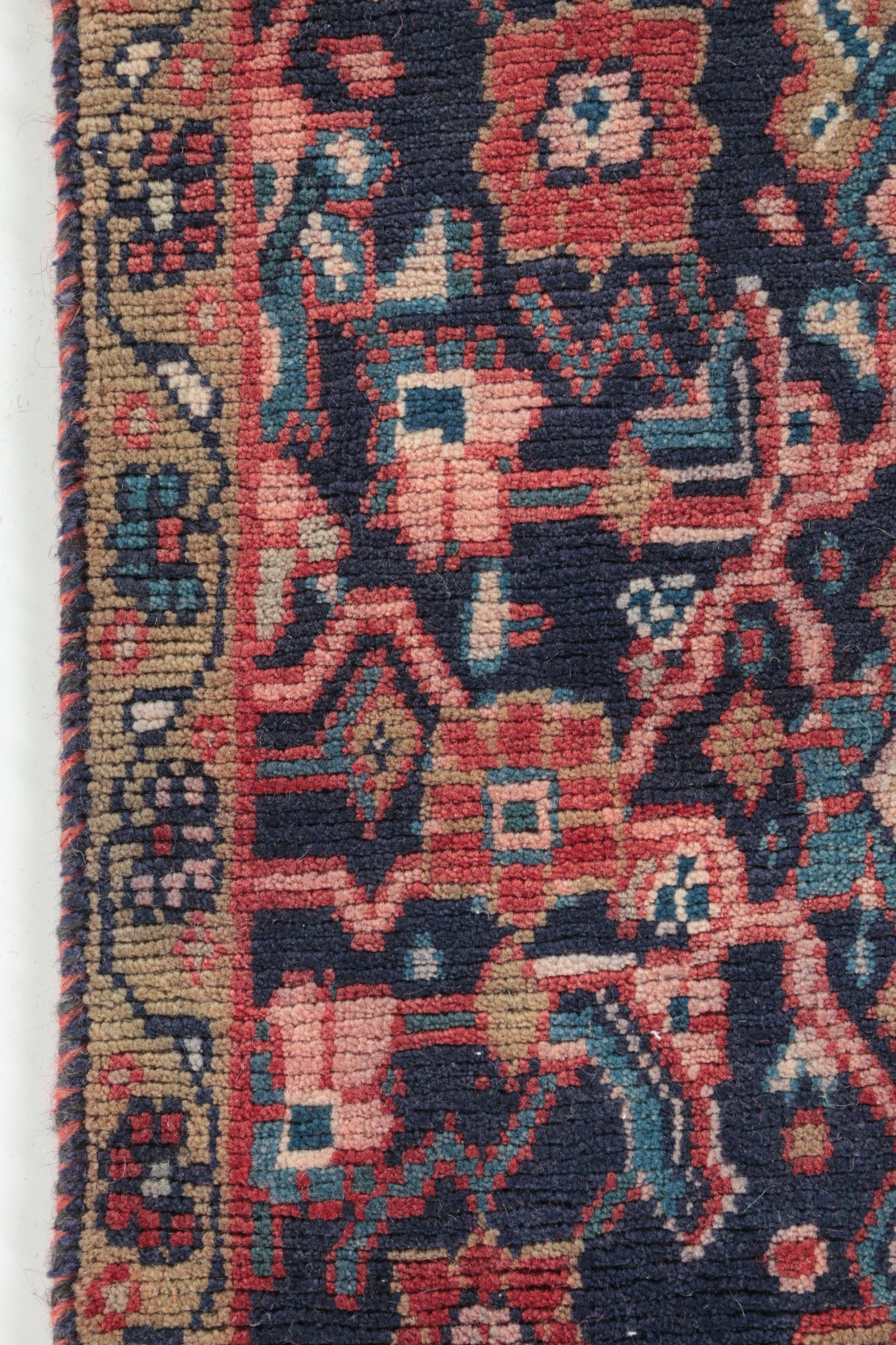 Hand-Knotted Persian Hamadan Wool Carpet Runner