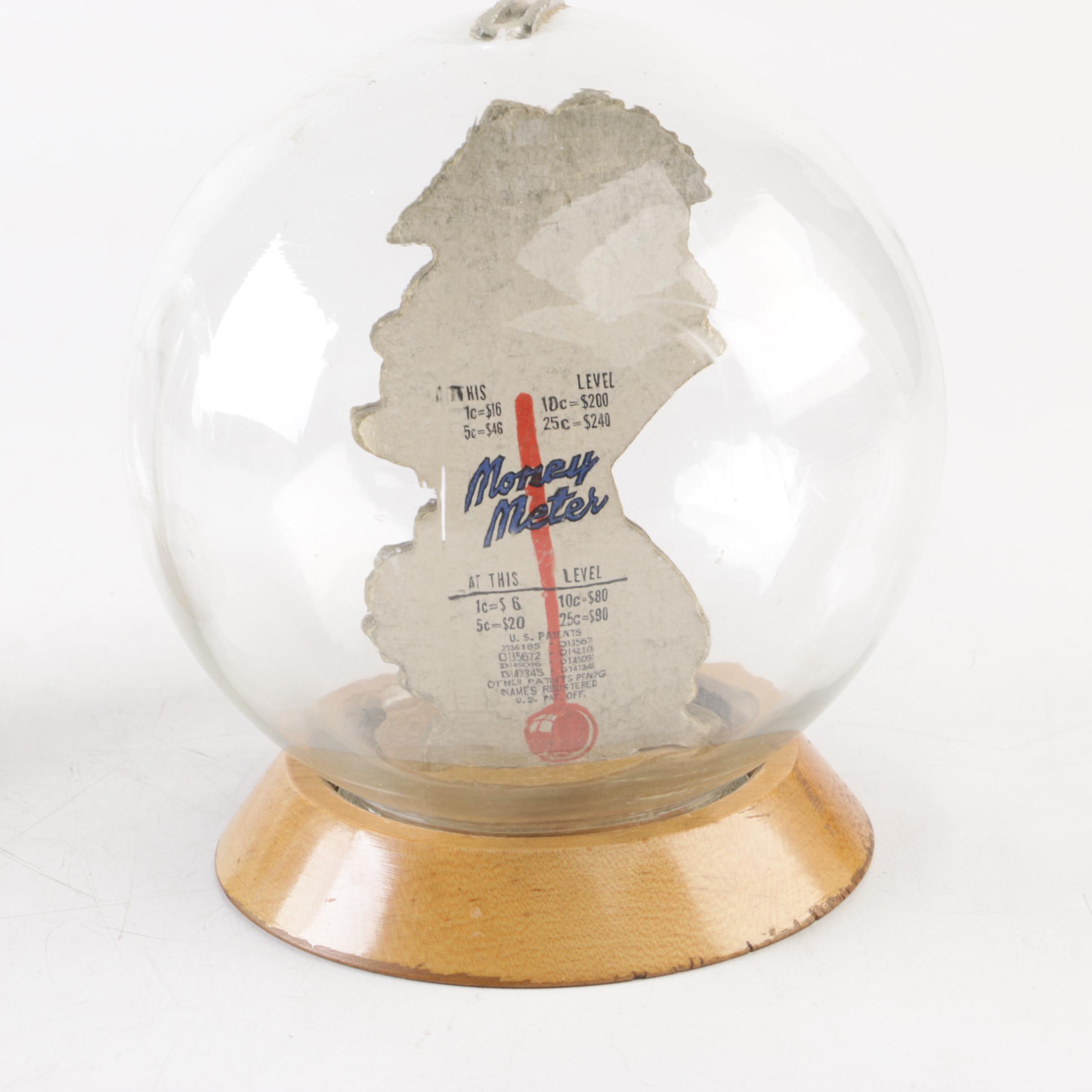 Vintage Glass Novelty Bubble Banks "The New Car" and "The New Home"