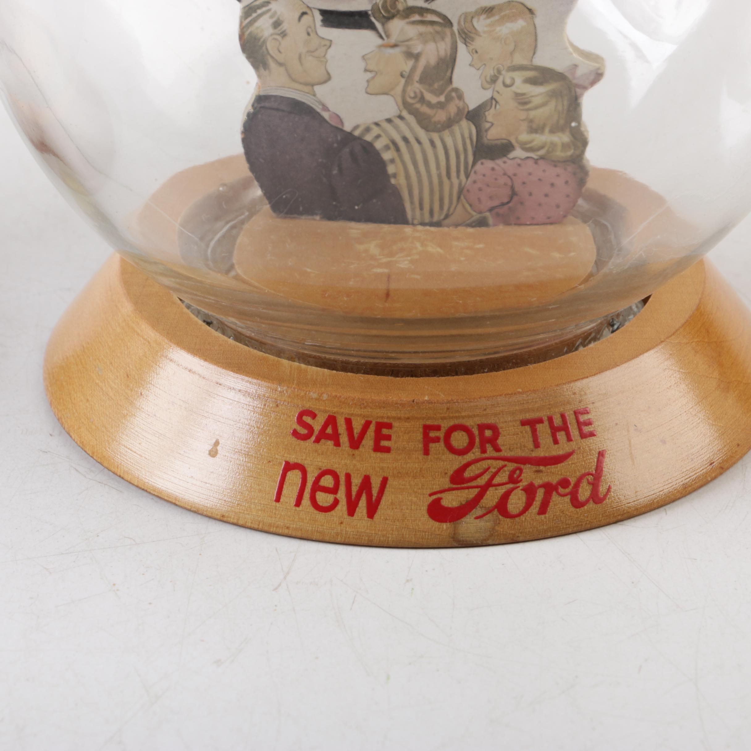 Vintage Glass Dodge and Ford Novelty Bubble Banks
