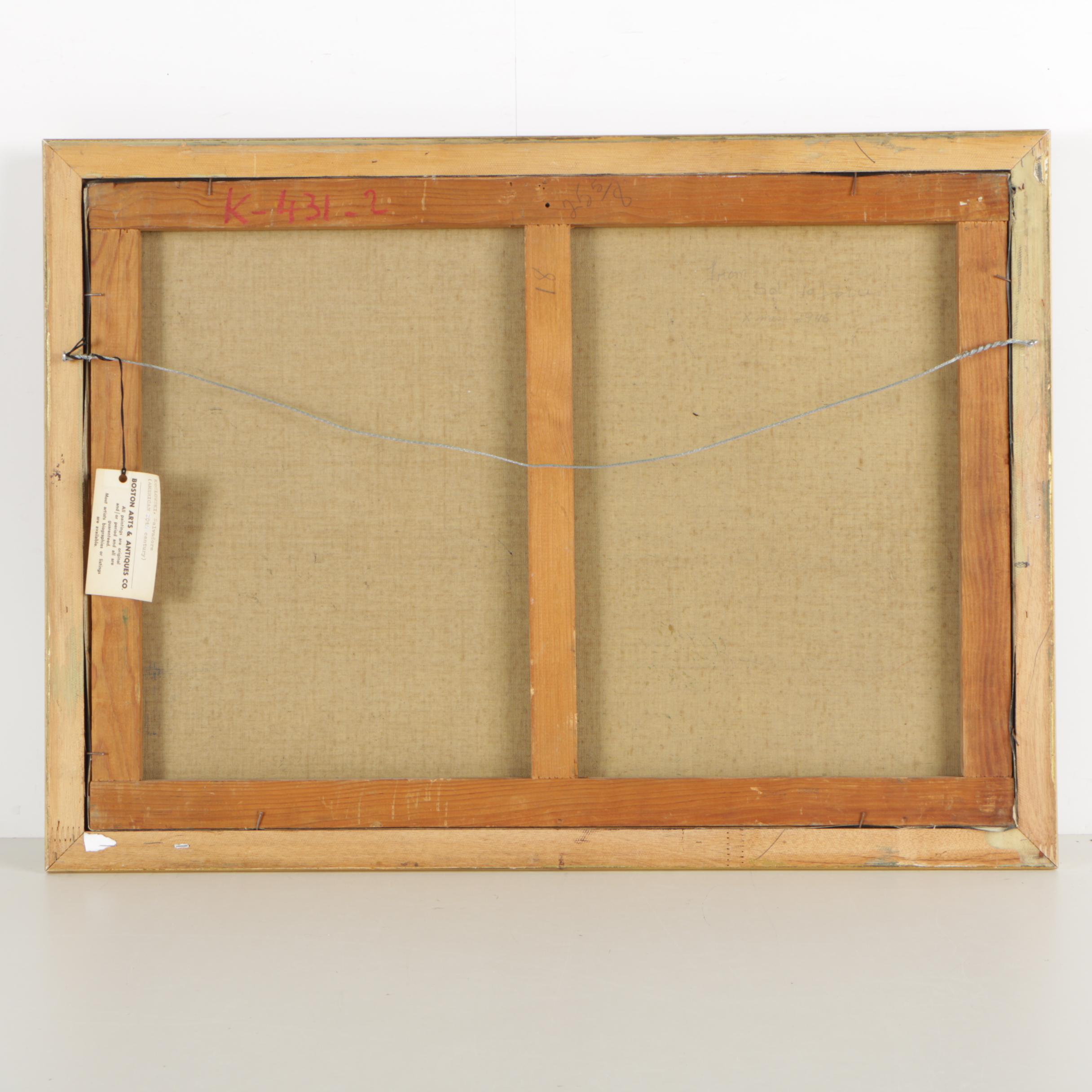 Salvadore Koslowski Mid Century Oil Painting of European Village Landscape