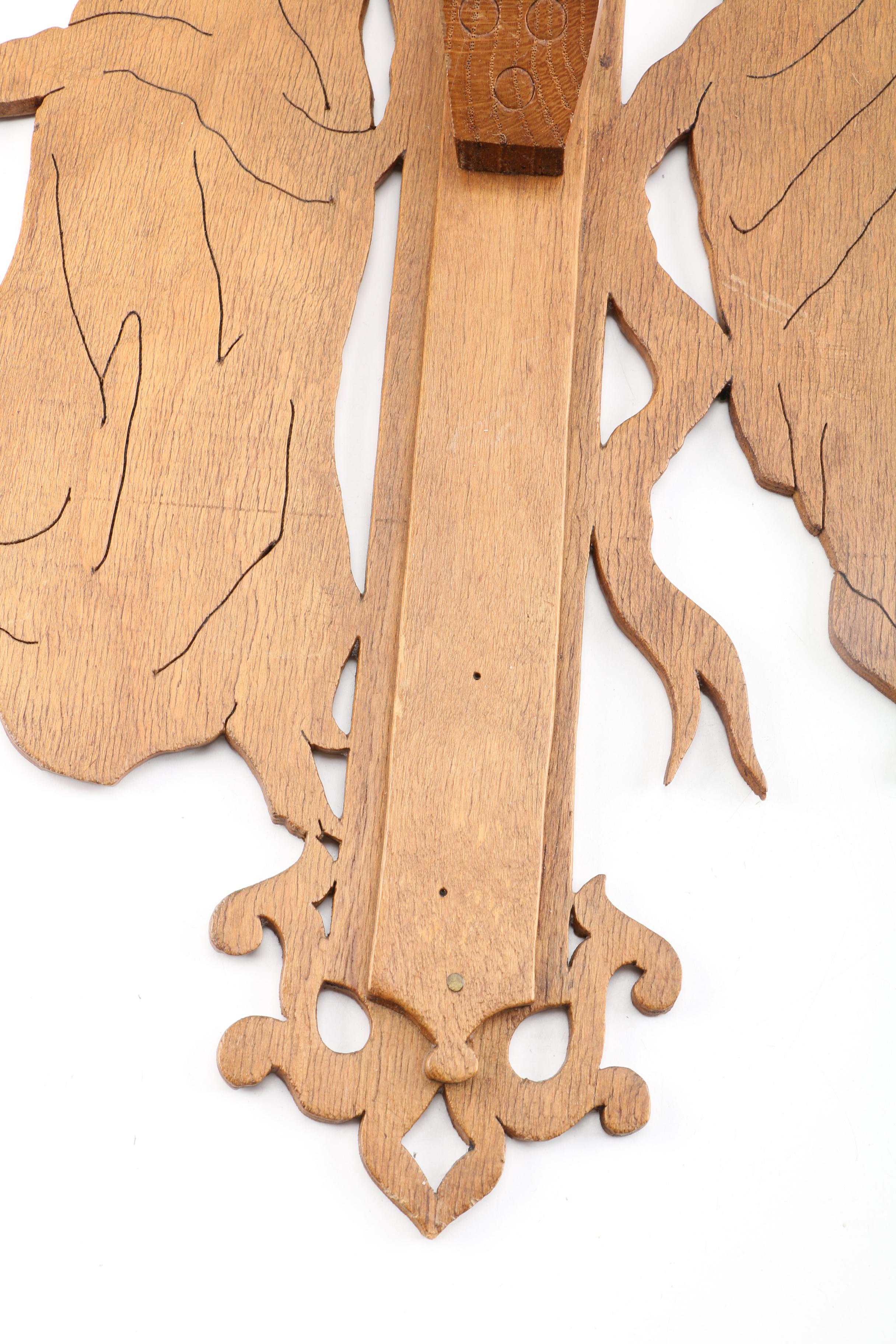 Folk Art Style Carved Wood Wall Crucifix