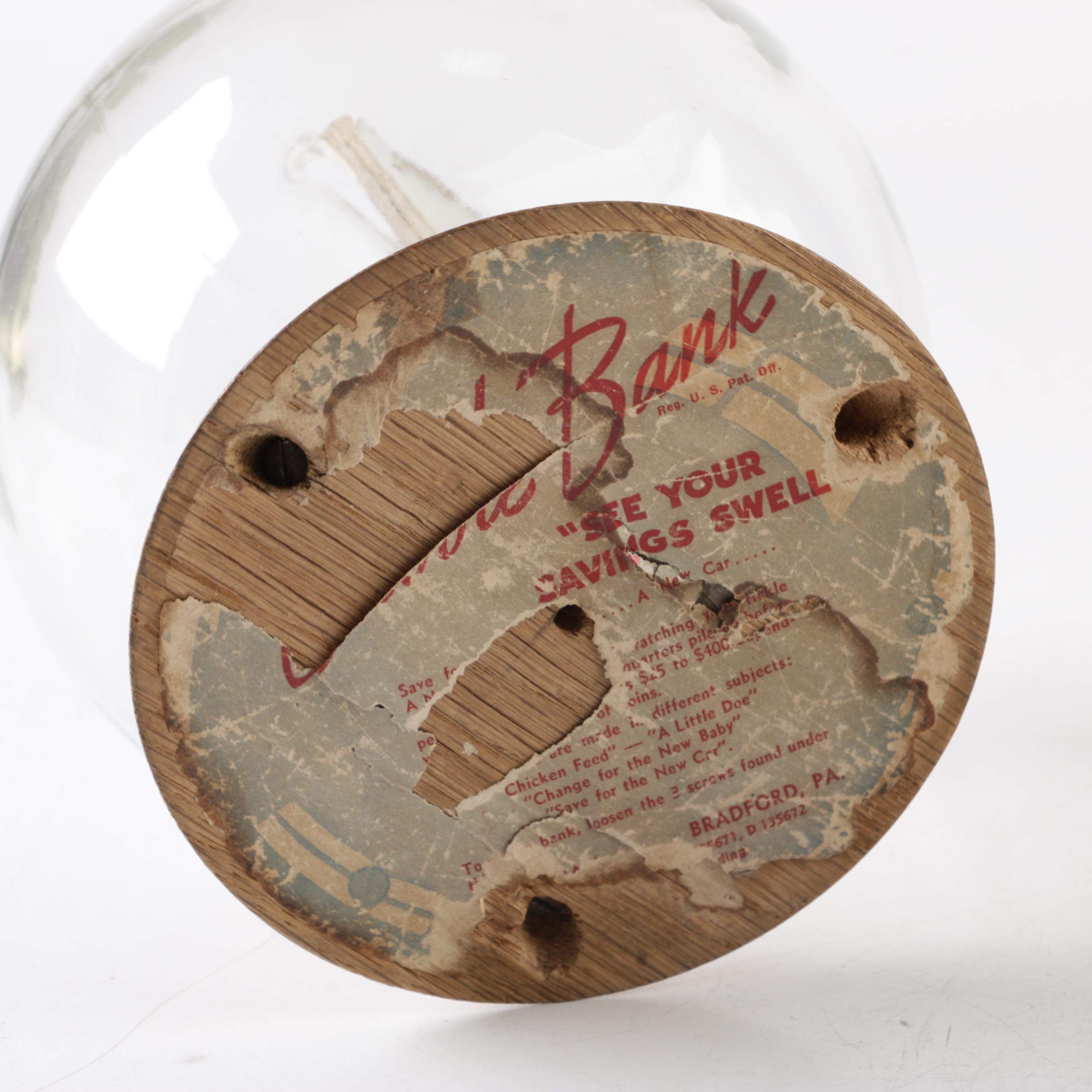 Vintage Glass Novelty Bubble Bank "Save for Day He Returns"