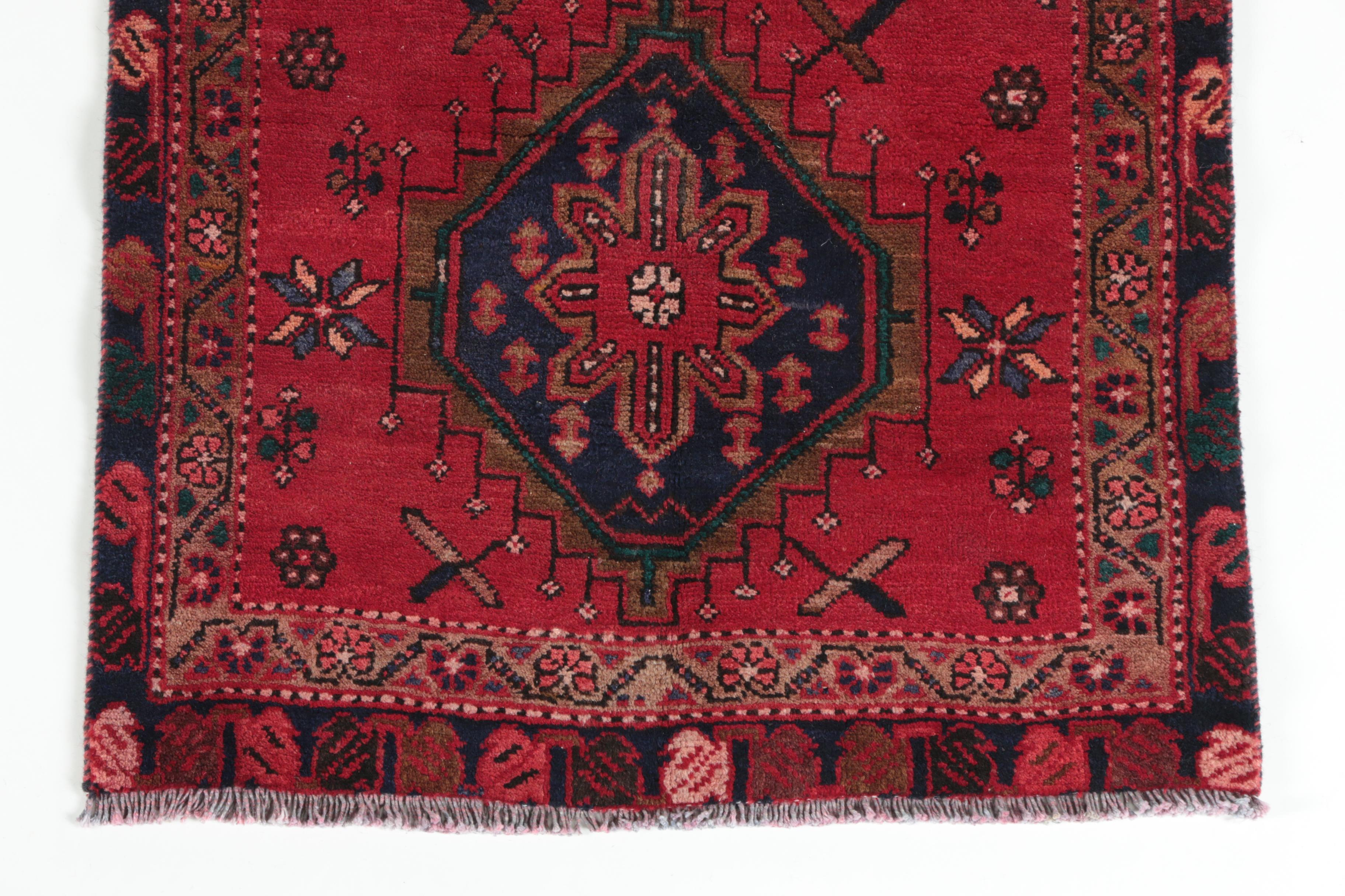 Hand-Knotted Caucasian Karabagh Wool Carpet Runner