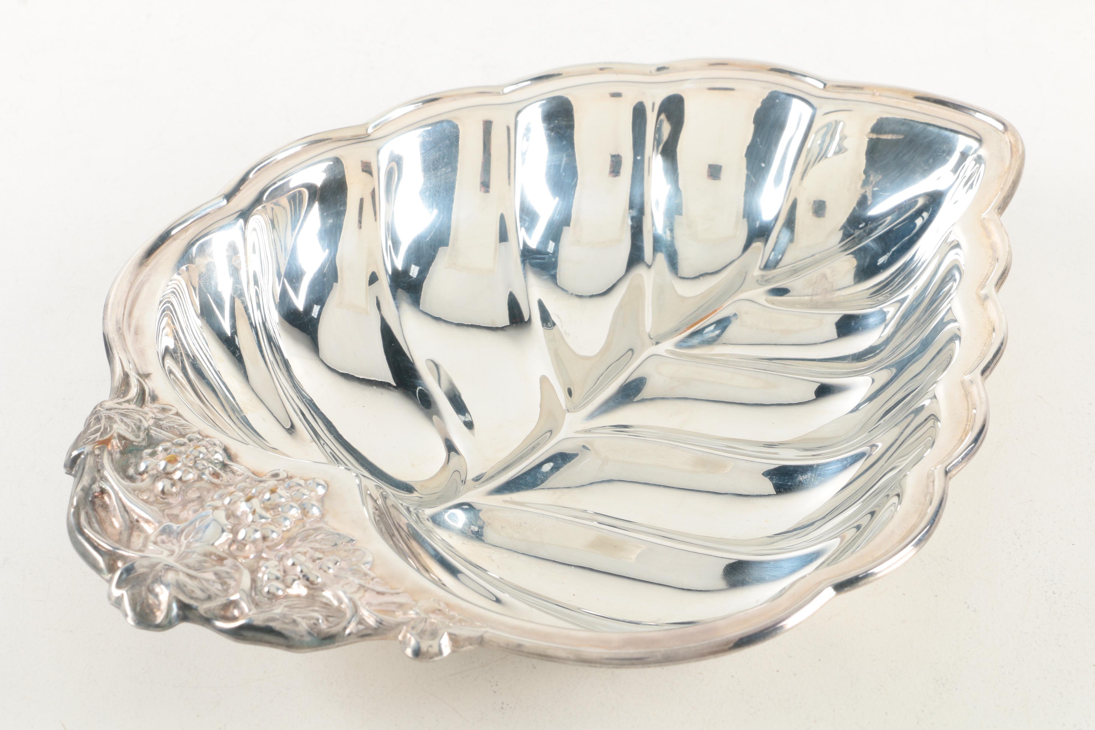 Leonard Butterfly Silver Plate Trivet and Other Silver Plate