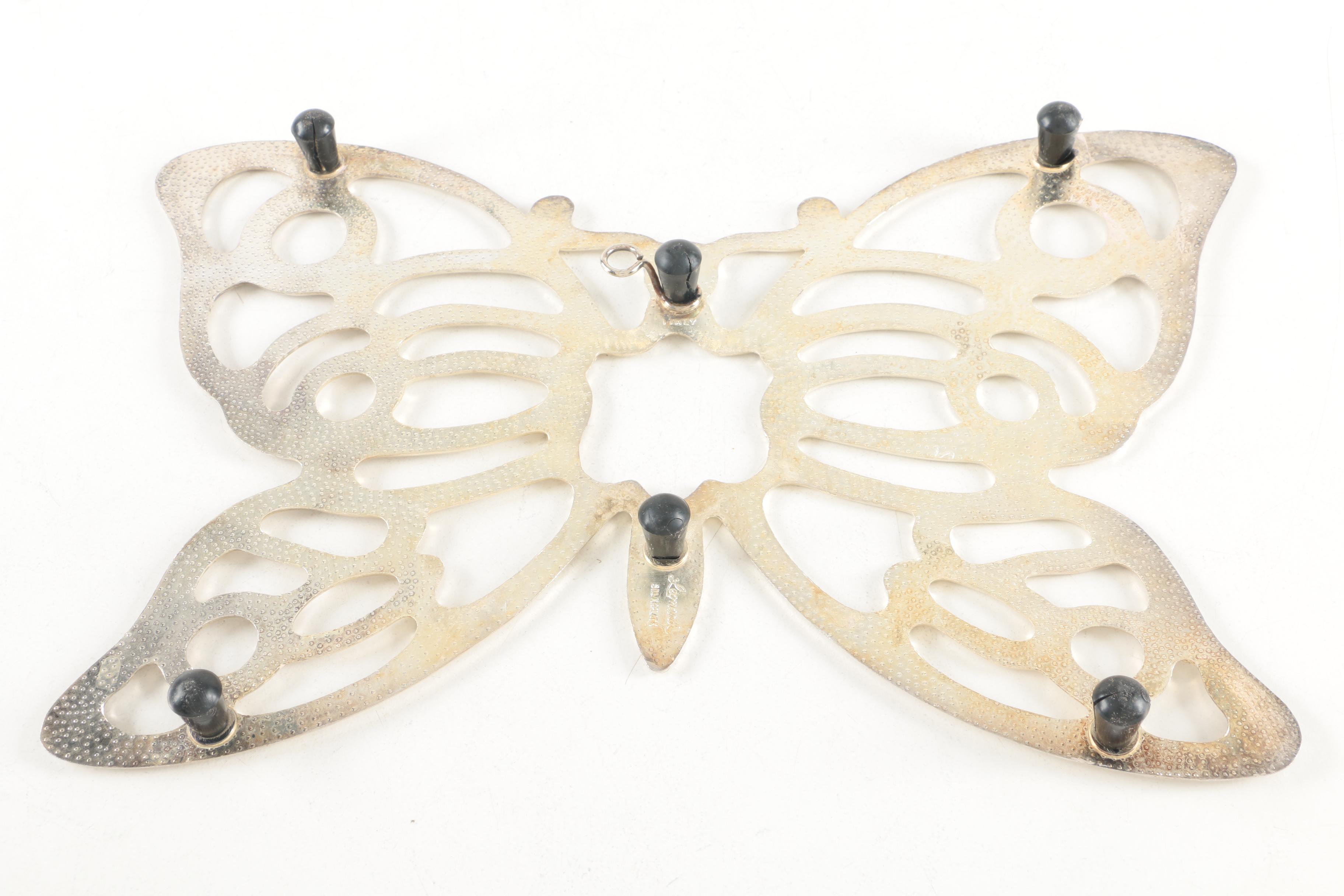 Leonard Butterfly Silver Plate Trivet and Other Silver Plate