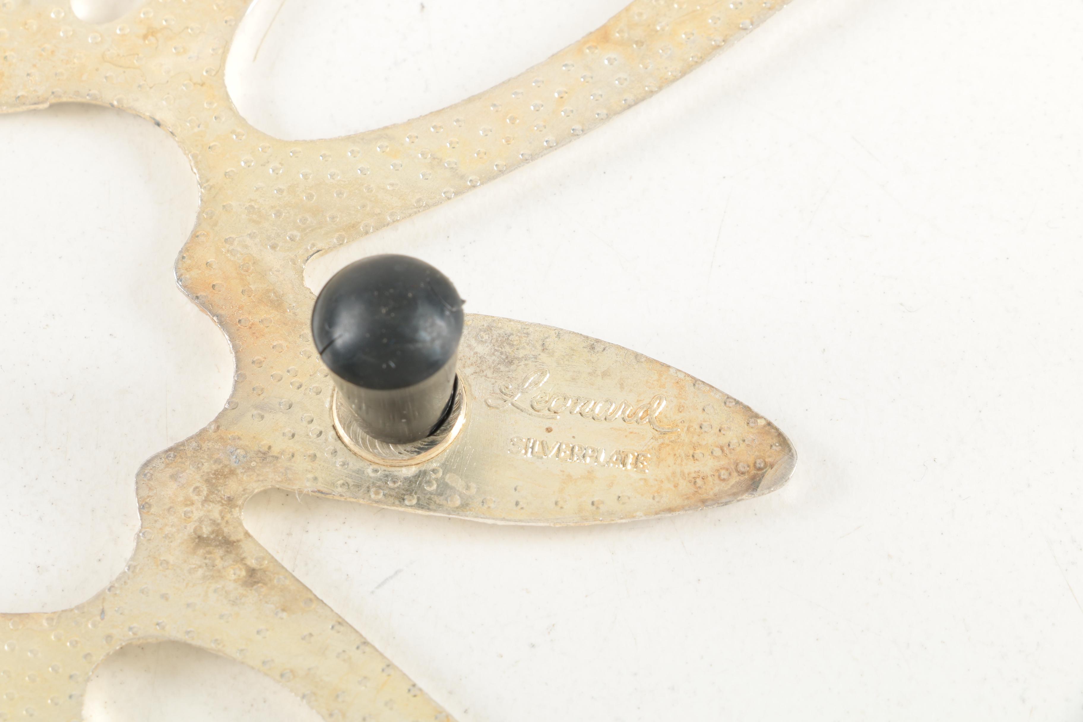 Leonard Butterfly Silver Plate Trivet and Other Silver Plate