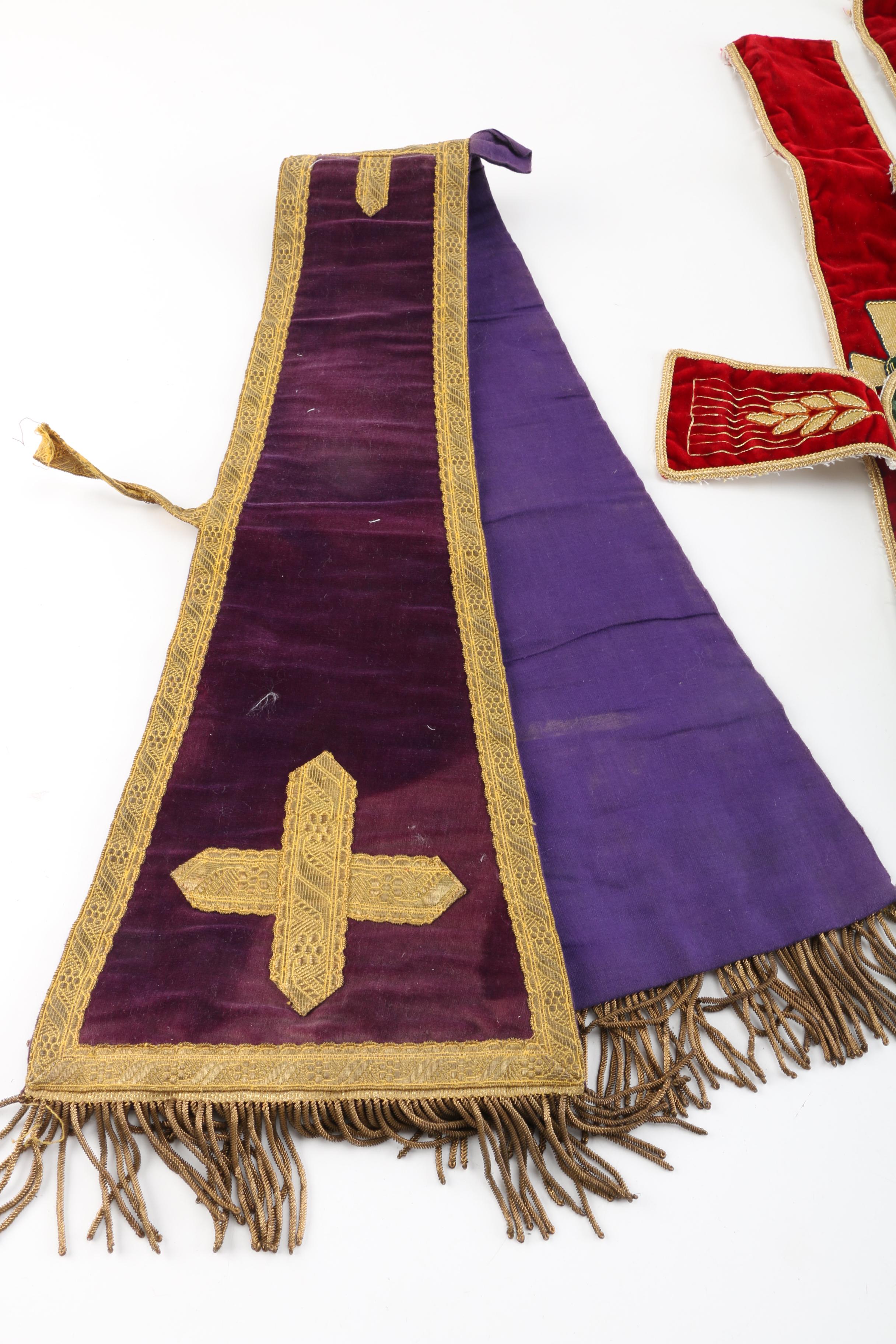 Tapestries of Catholic Stoles and Chi Rho Crest