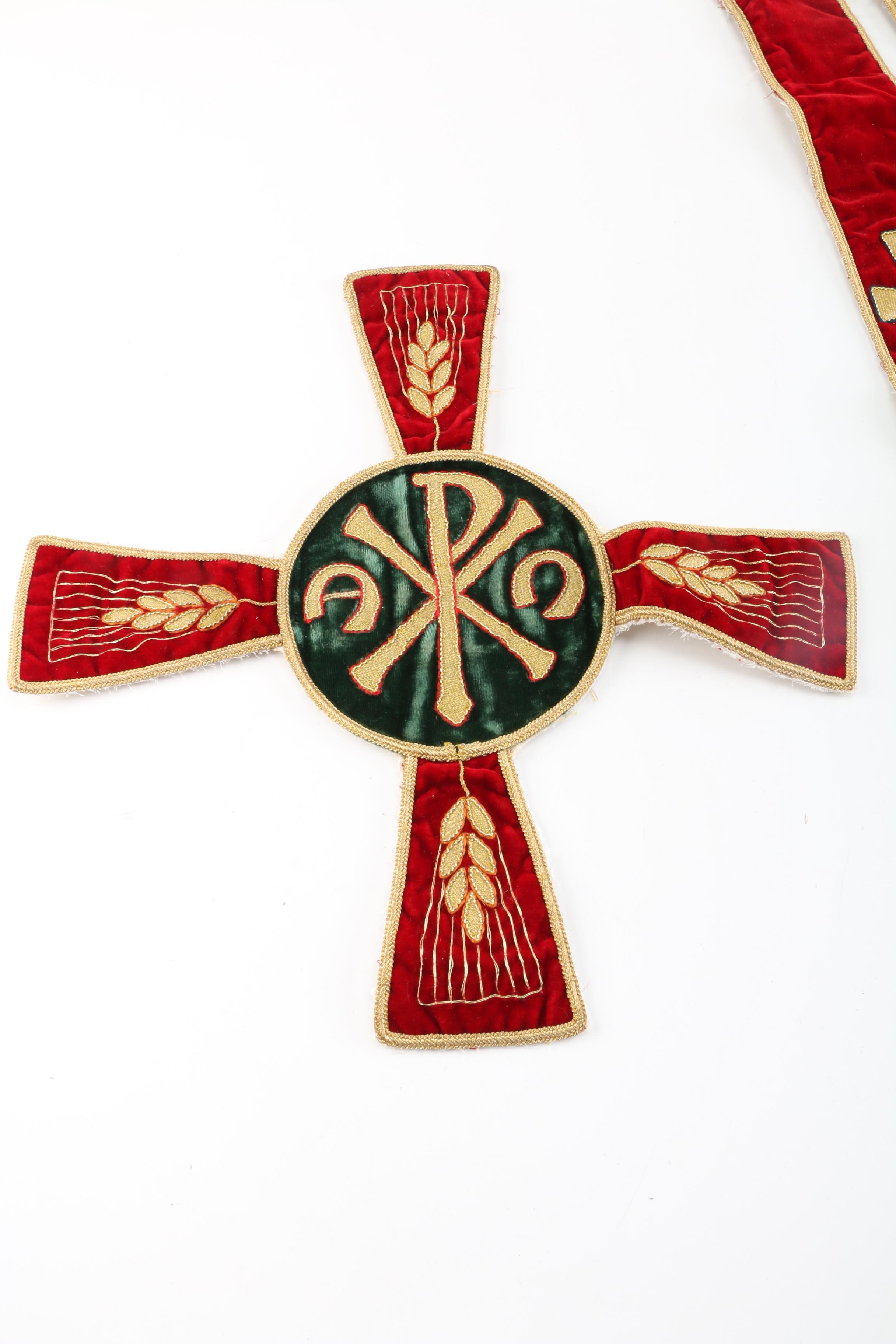 Tapestries of Catholic Stoles and Chi Rho Crest