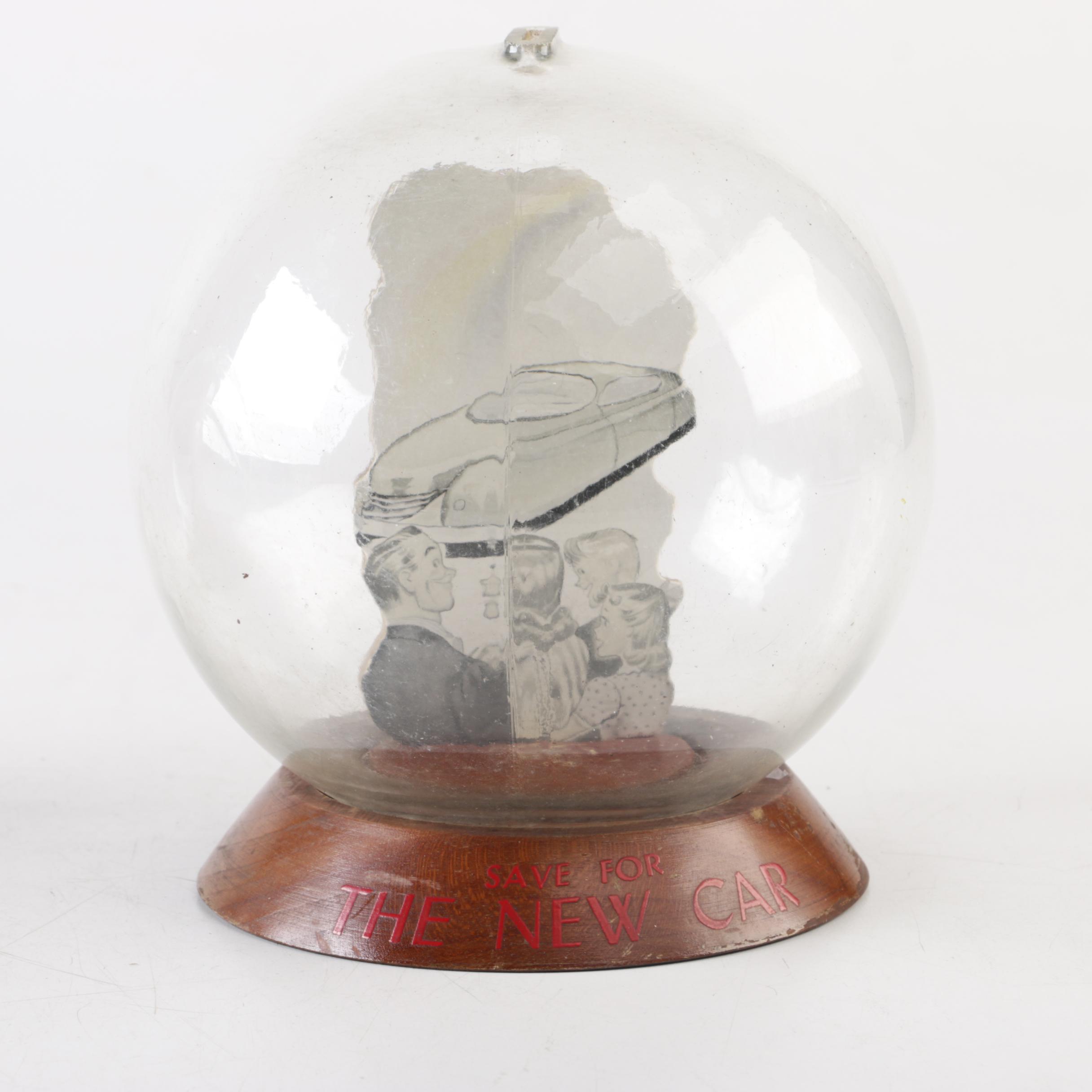 Vintage Glass Novelty Bubble Banks "The New Baby" and "The New Car"