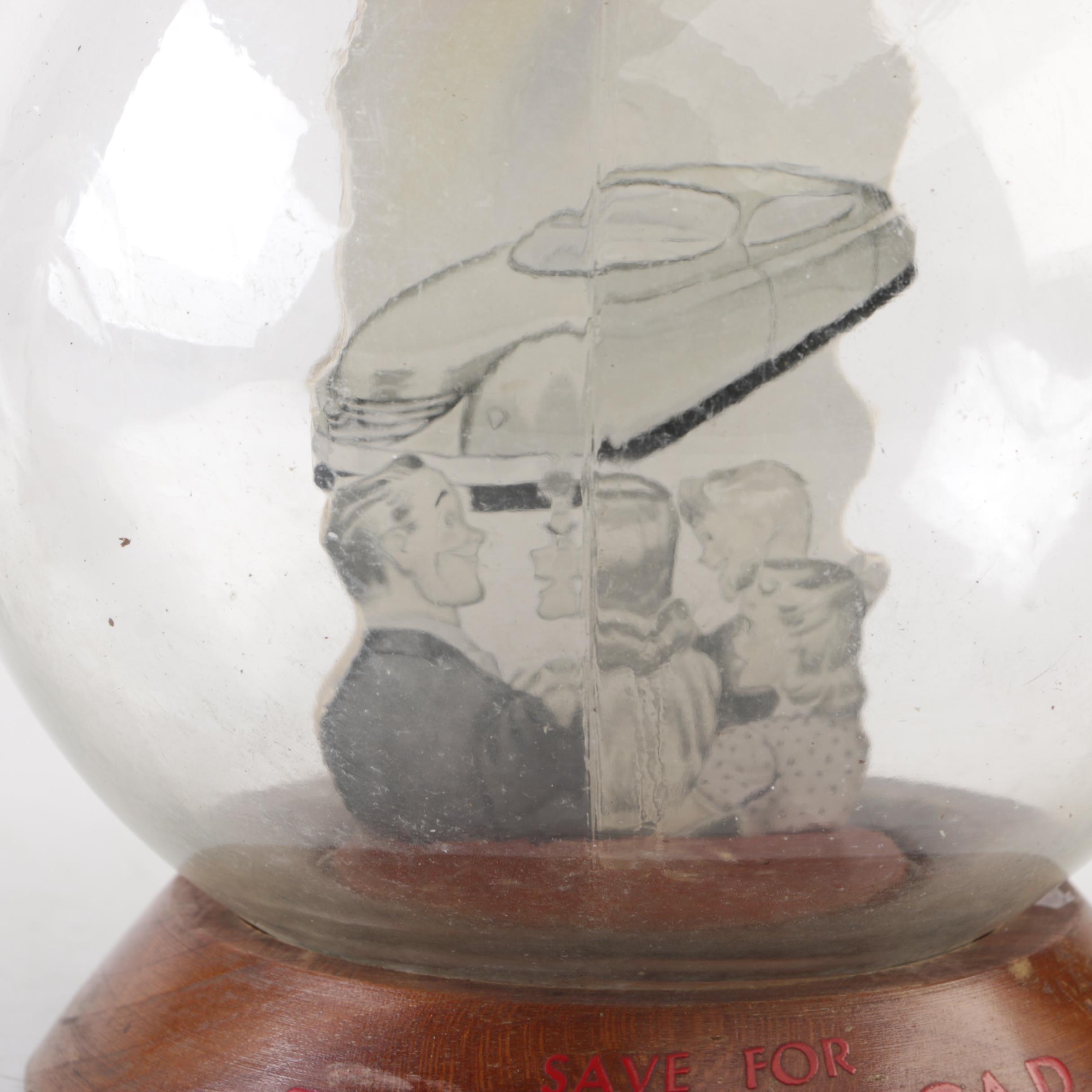 Vintage Glass Novelty Bubble Banks "The New Baby" and "The New Car"