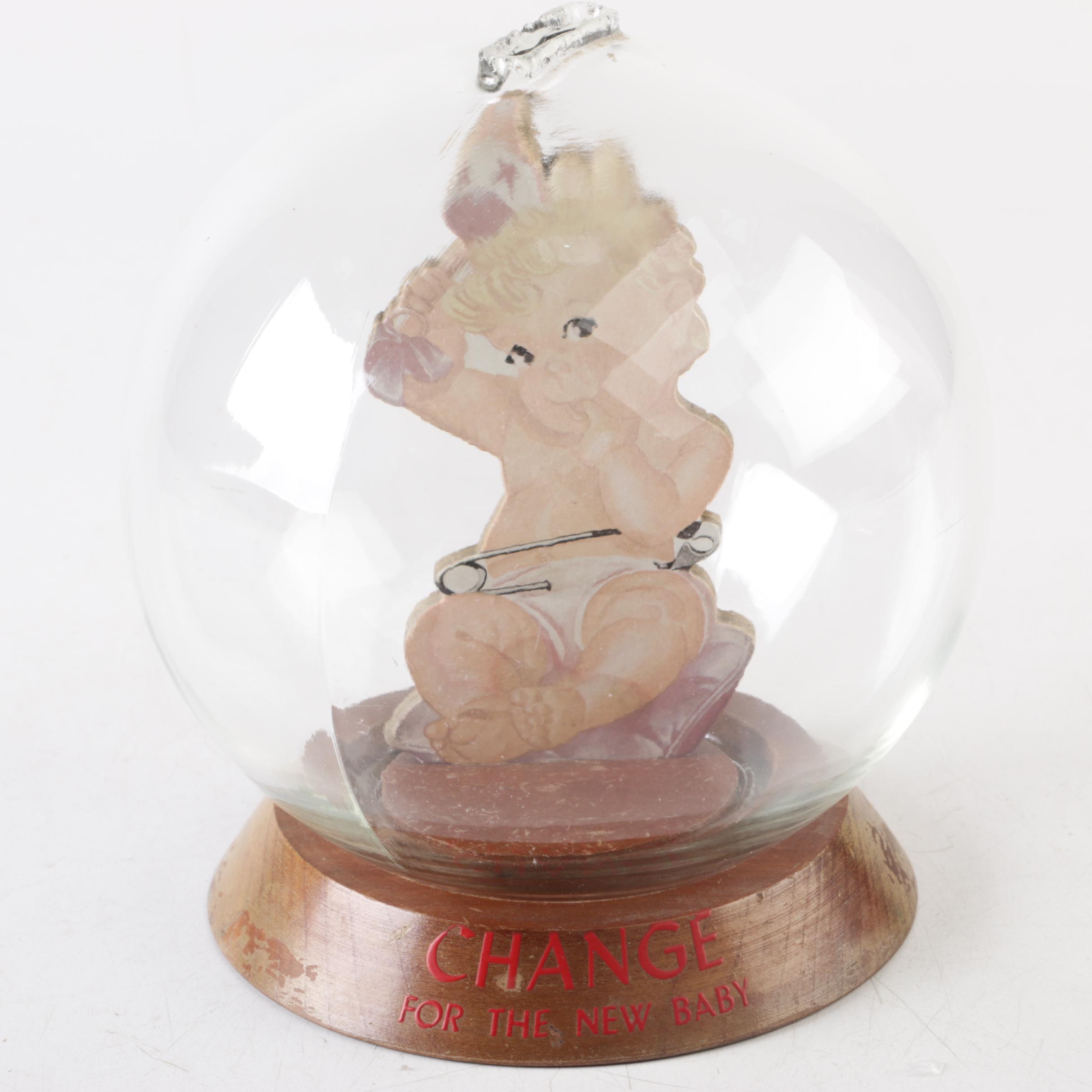 Vintage Glass Novelty Bubble Banks "The New Baby" and "The New Car"