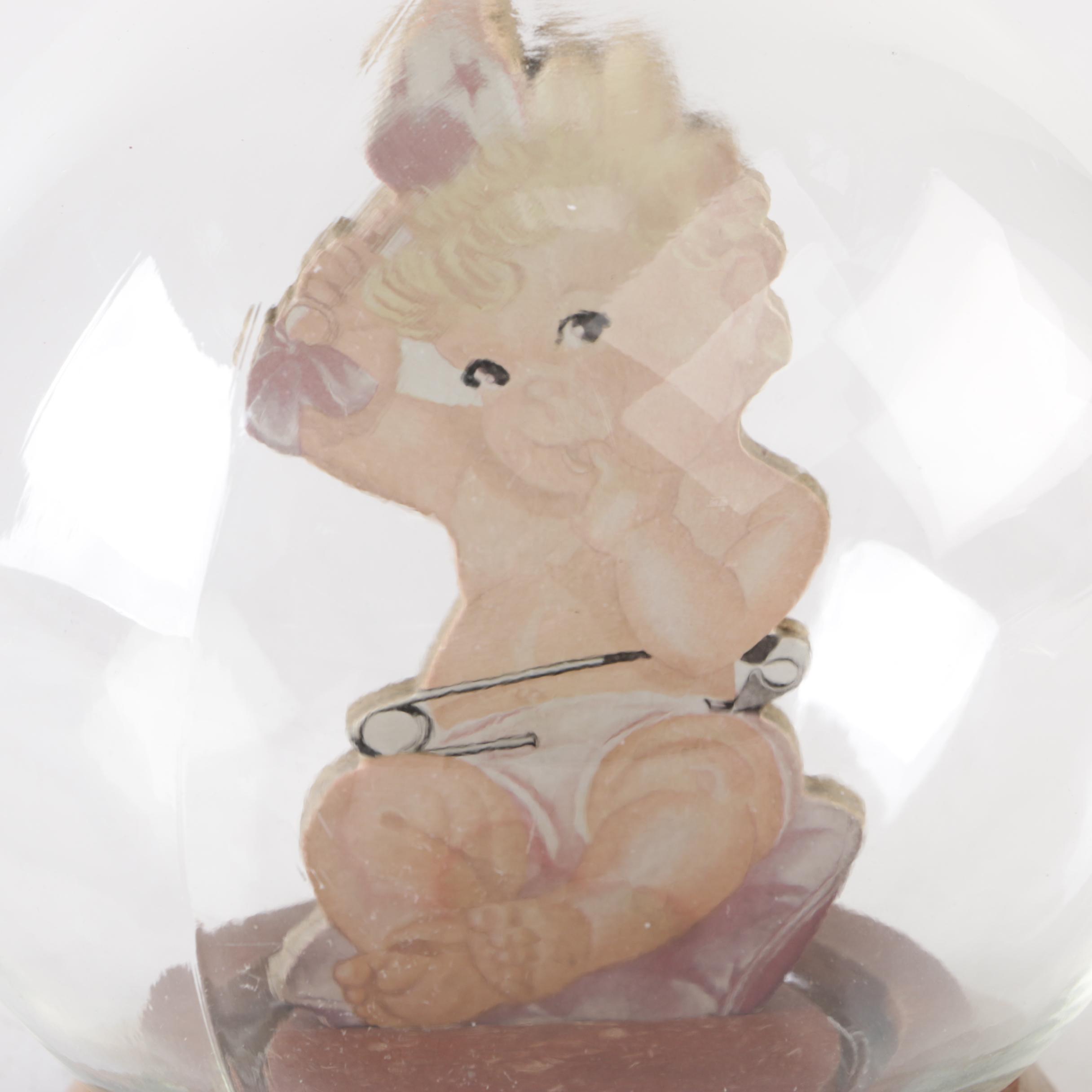 Vintage Glass Novelty Bubble Banks "The New Baby" and "The New Car"