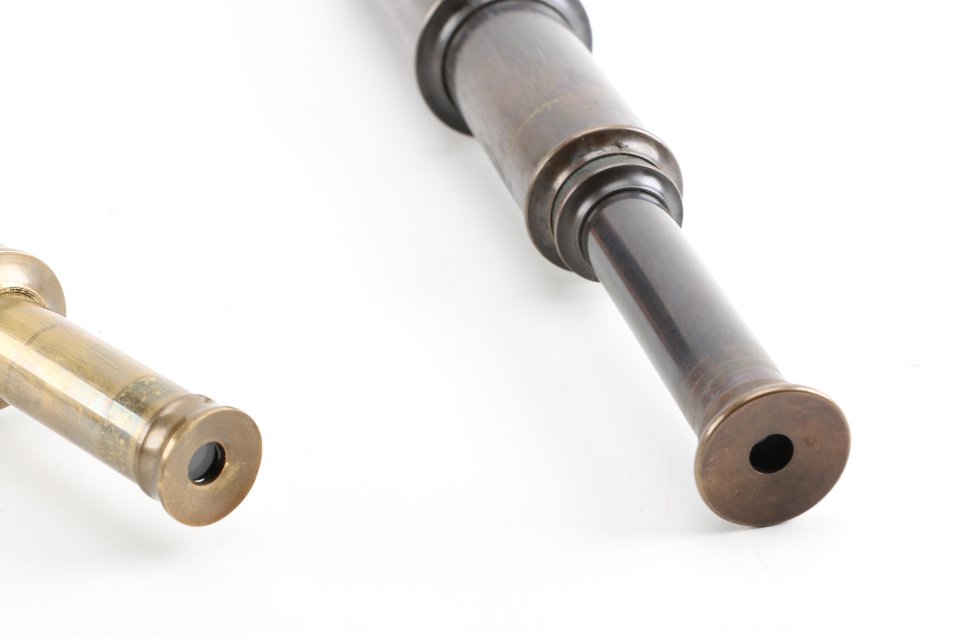 Vintage Brass Spyglass Set with Wooden Case