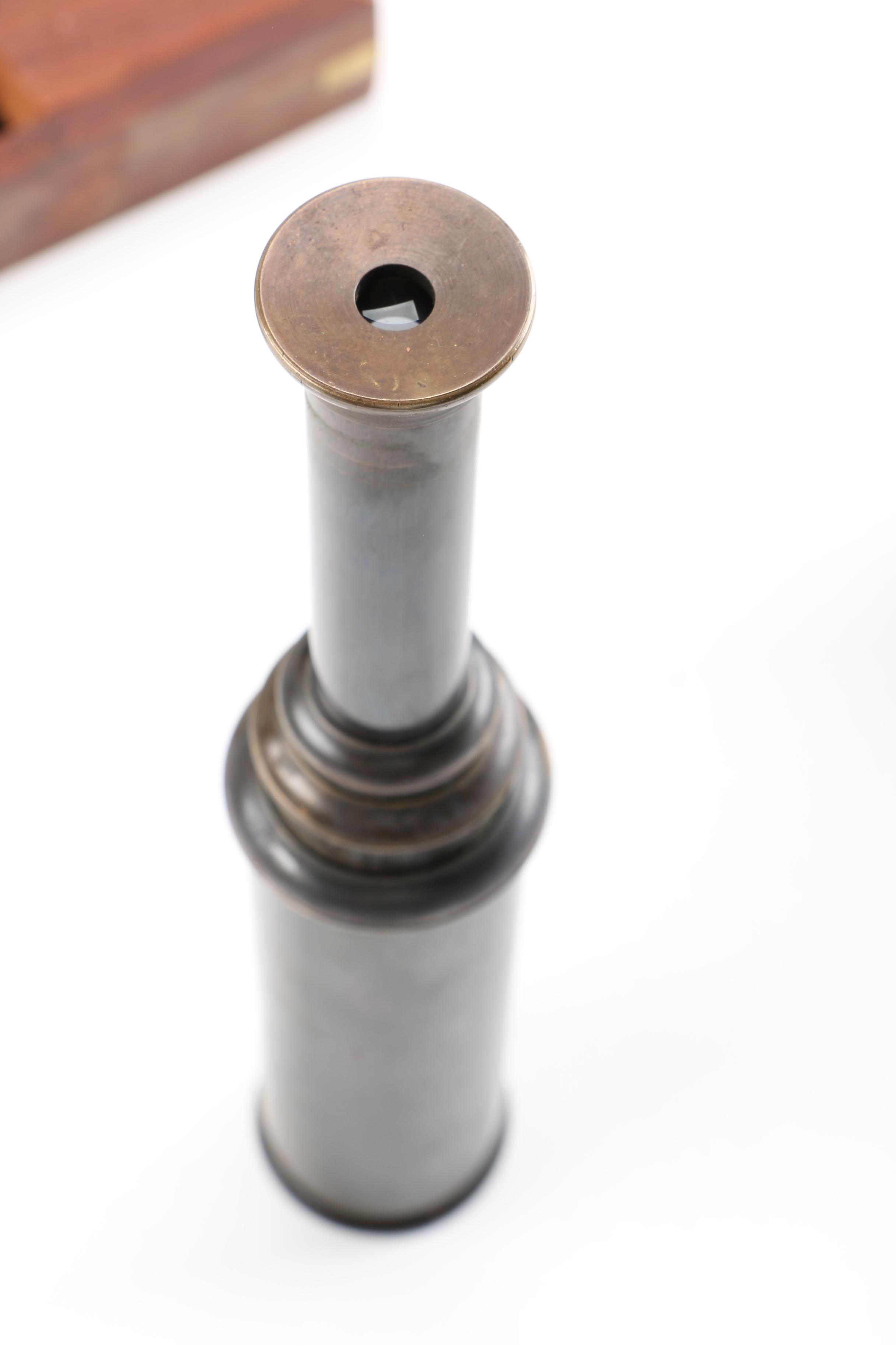 Vintage Brass Spyglass Set with Wooden Case