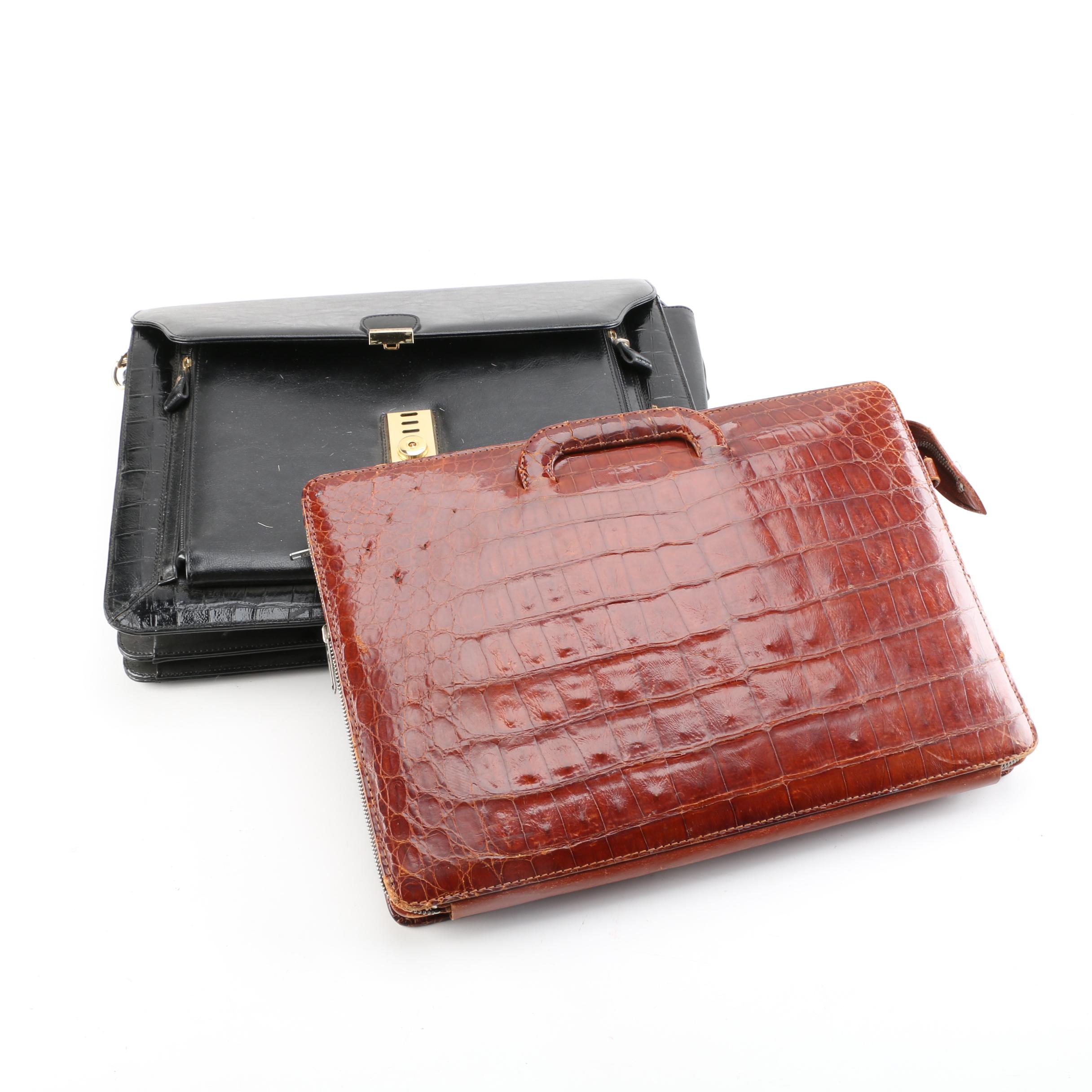 Vintage Leather and Alligator Skin Briefcases